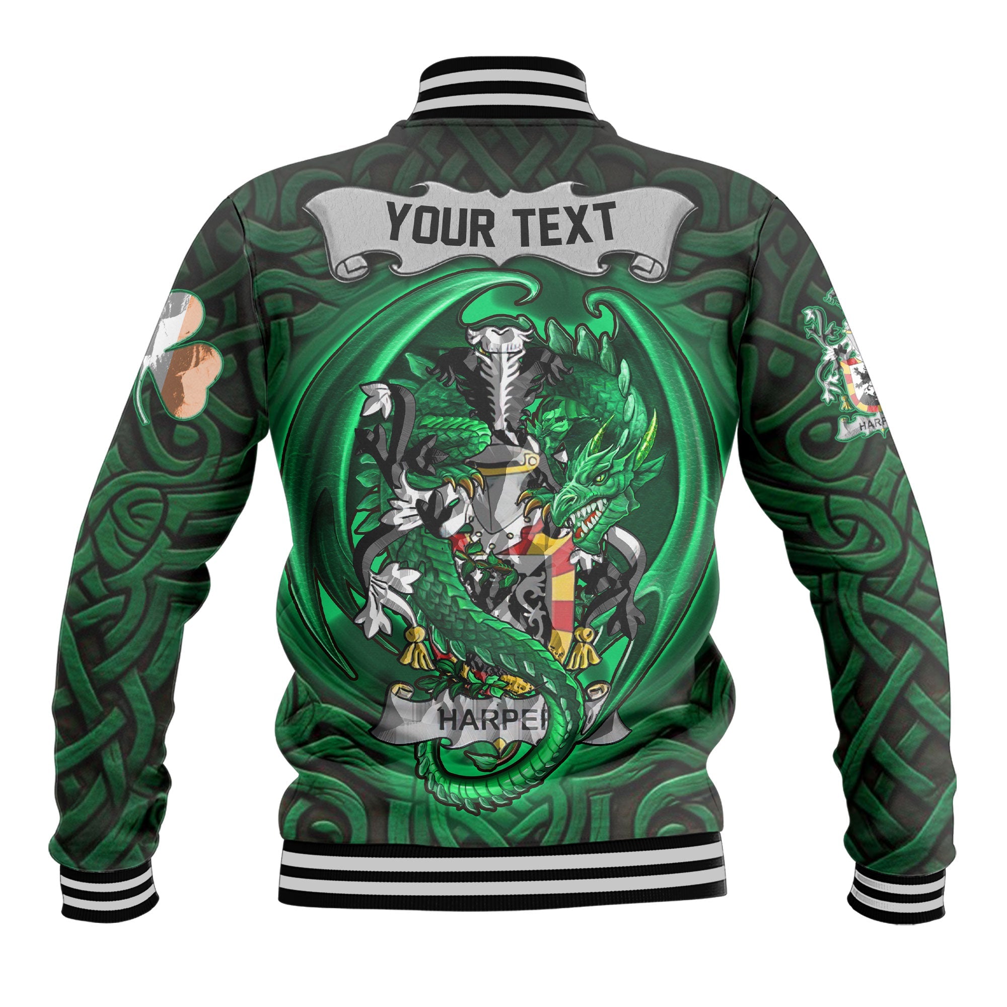 Harper Baseball Jackets The Green Dragon Of Ireland Style