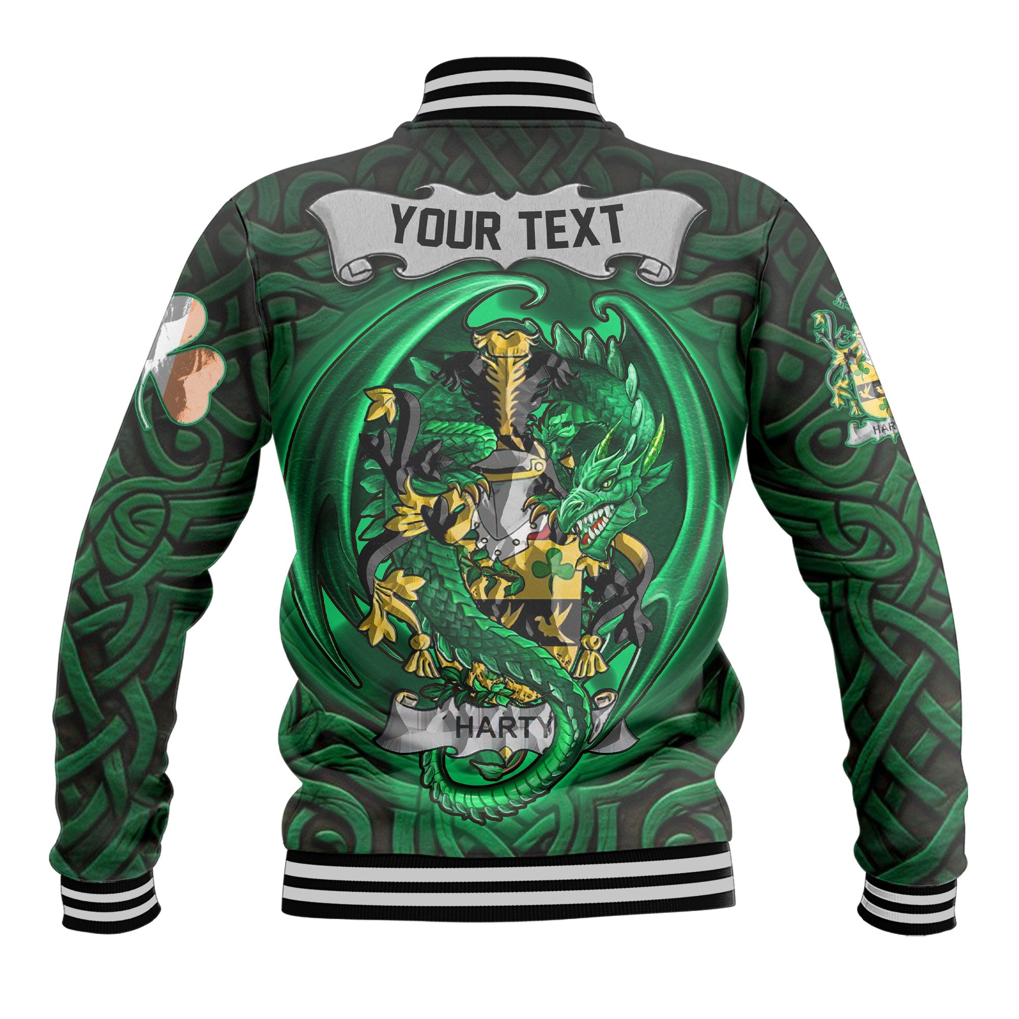 Harty or O Haherty Baseball Jackets The Green Dragon Of Ireland Style