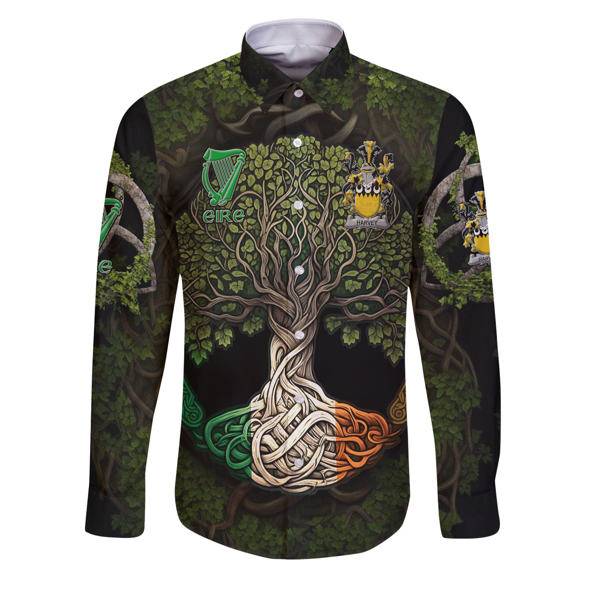 Harvey or Hervey Long Sleeve Button Shirts Ireland Is My Root Style