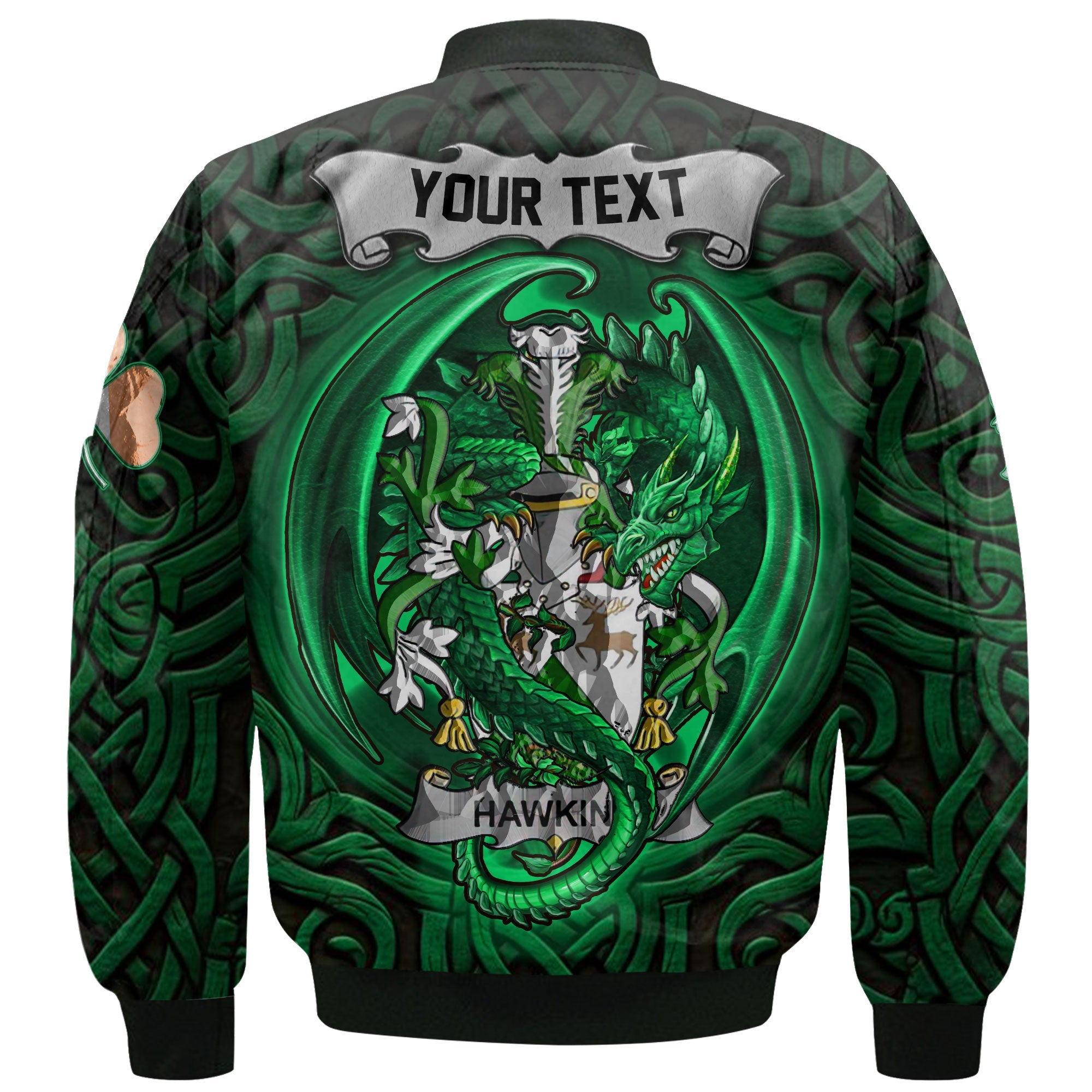Hawkins or Haughan Bomber Jackets The Green Dragon Of Ireland Style