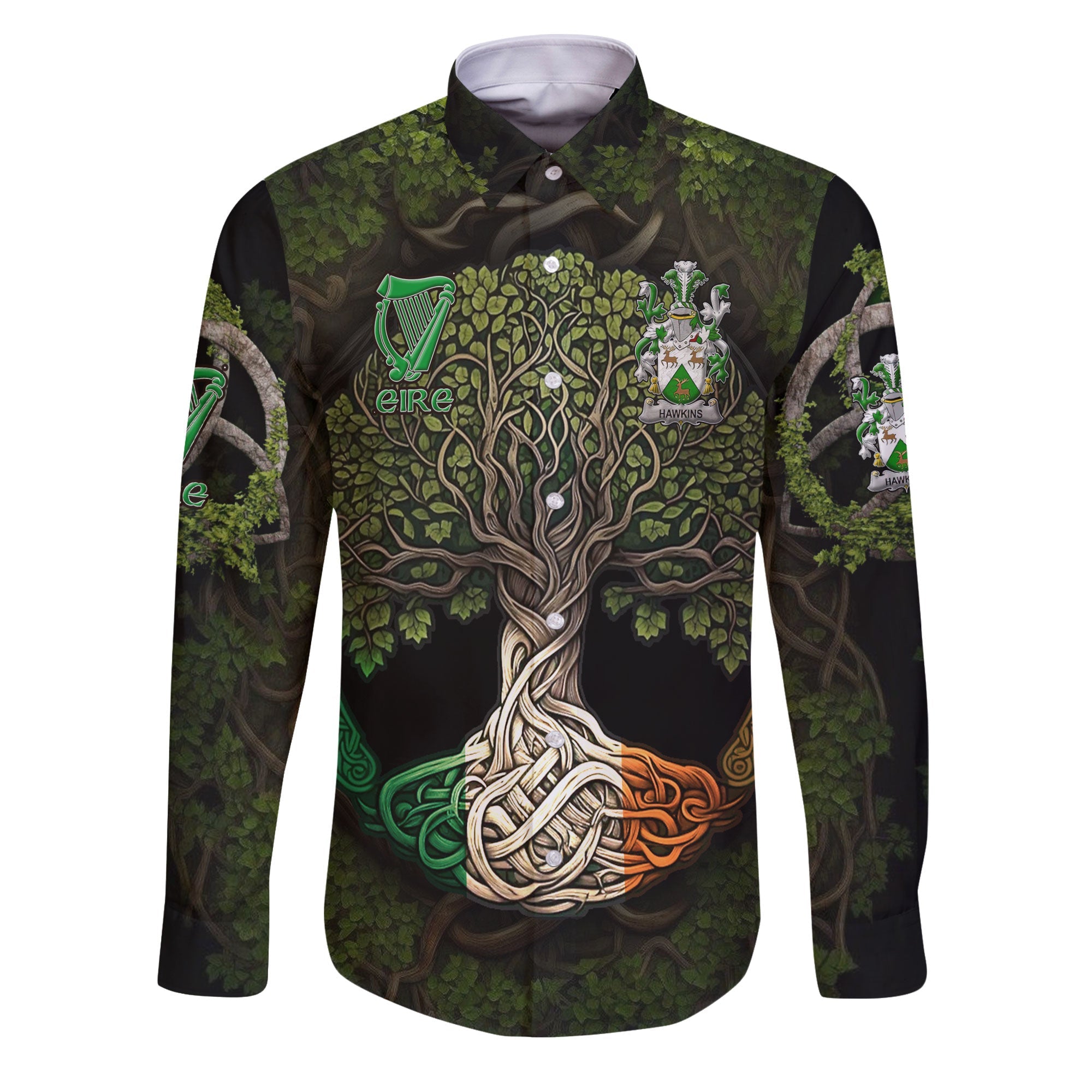 Hawkins or Haughan Long Sleeve Button Shirts Ireland Is My Root Style