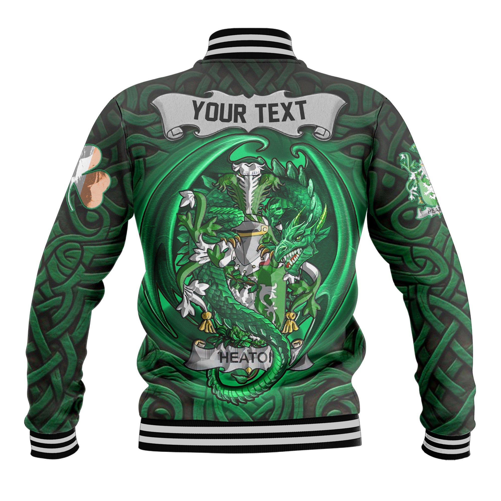 Heaton Baseball Jackets The Green Dragon Of Ireland Style