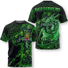 Heffernan or O Heffernan T-Shirts Celtic Cross And Dragon Style