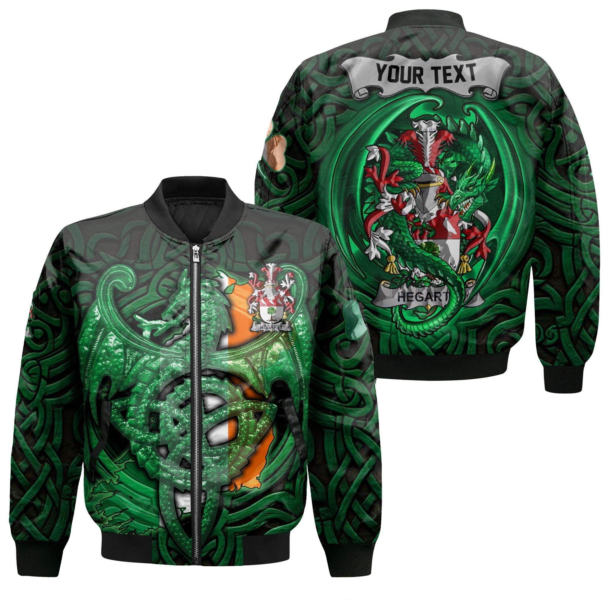 Hegarty or O Hagerty Bomber Jackets The Green Dragon Of Ireland Style