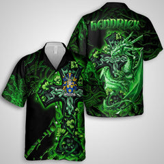 Hendrick or O Henrick Hawaiian Shirts Celtic Cross And Dragon Style