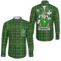 Hennessy or O Hennessy Long Sleeve Button Shirts Crest And National Plaid Style