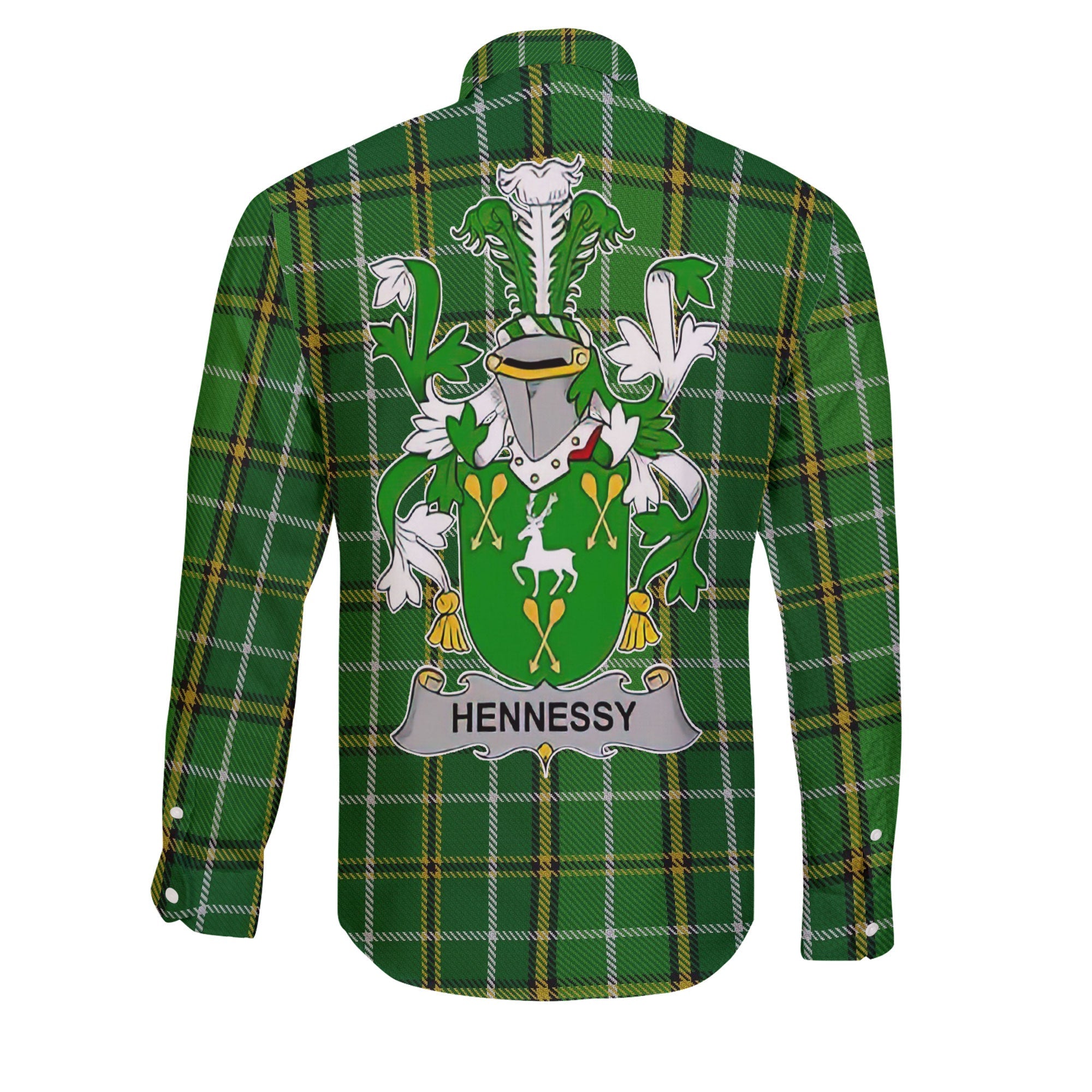 Hennessy or O Hennessy Long Sleeve Button Shirts Crest And National Plaid Style