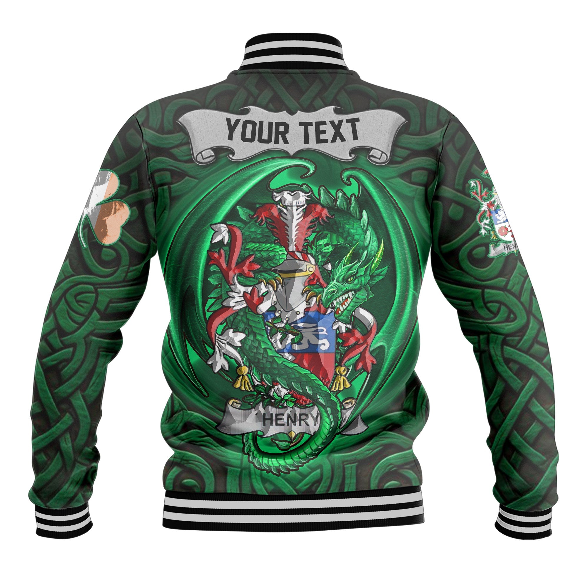 Henry or O Henry Baseball Jackets The Green Dragon Of Ireland Style