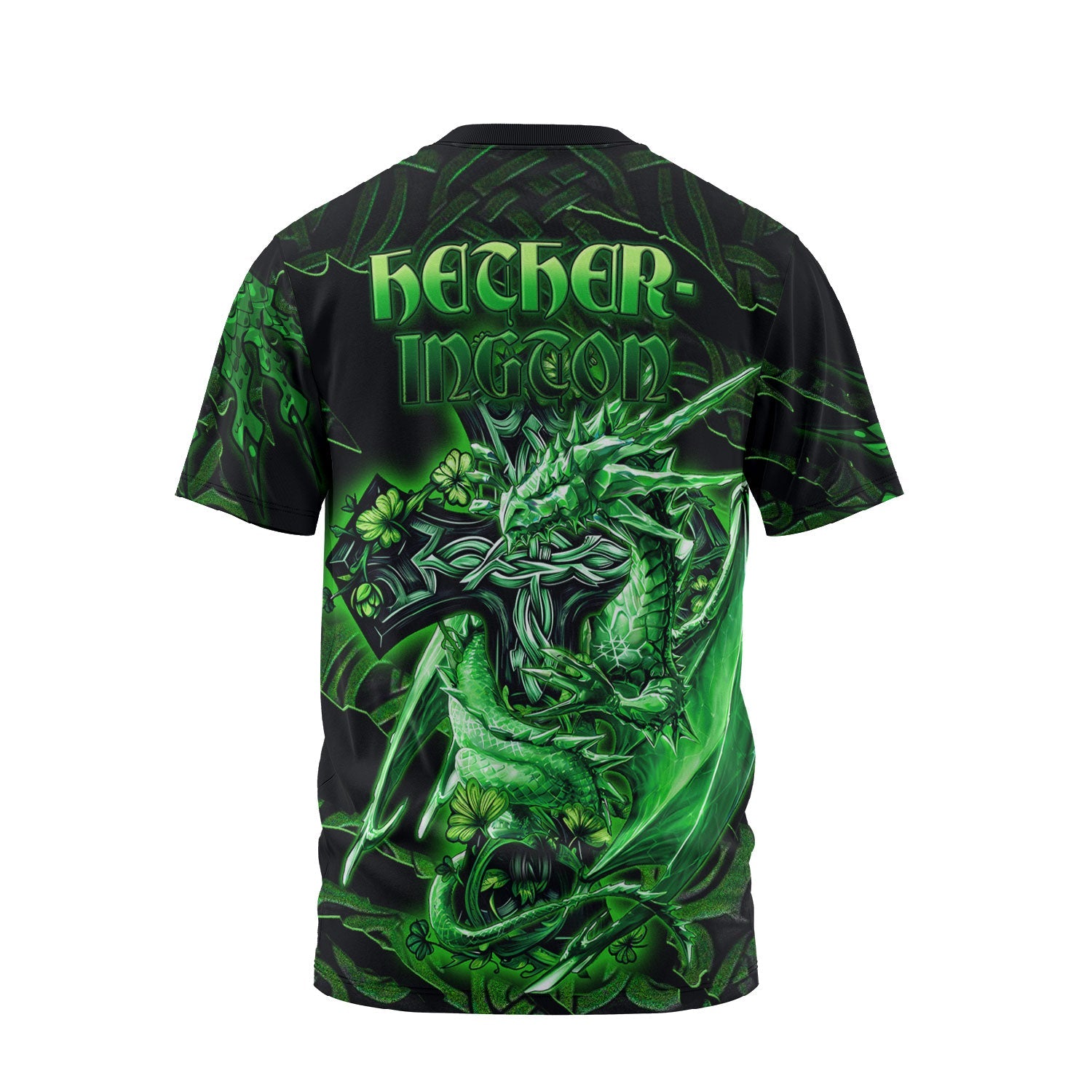 Hetherington T-Shirts Celtic Cross And Dragon Style