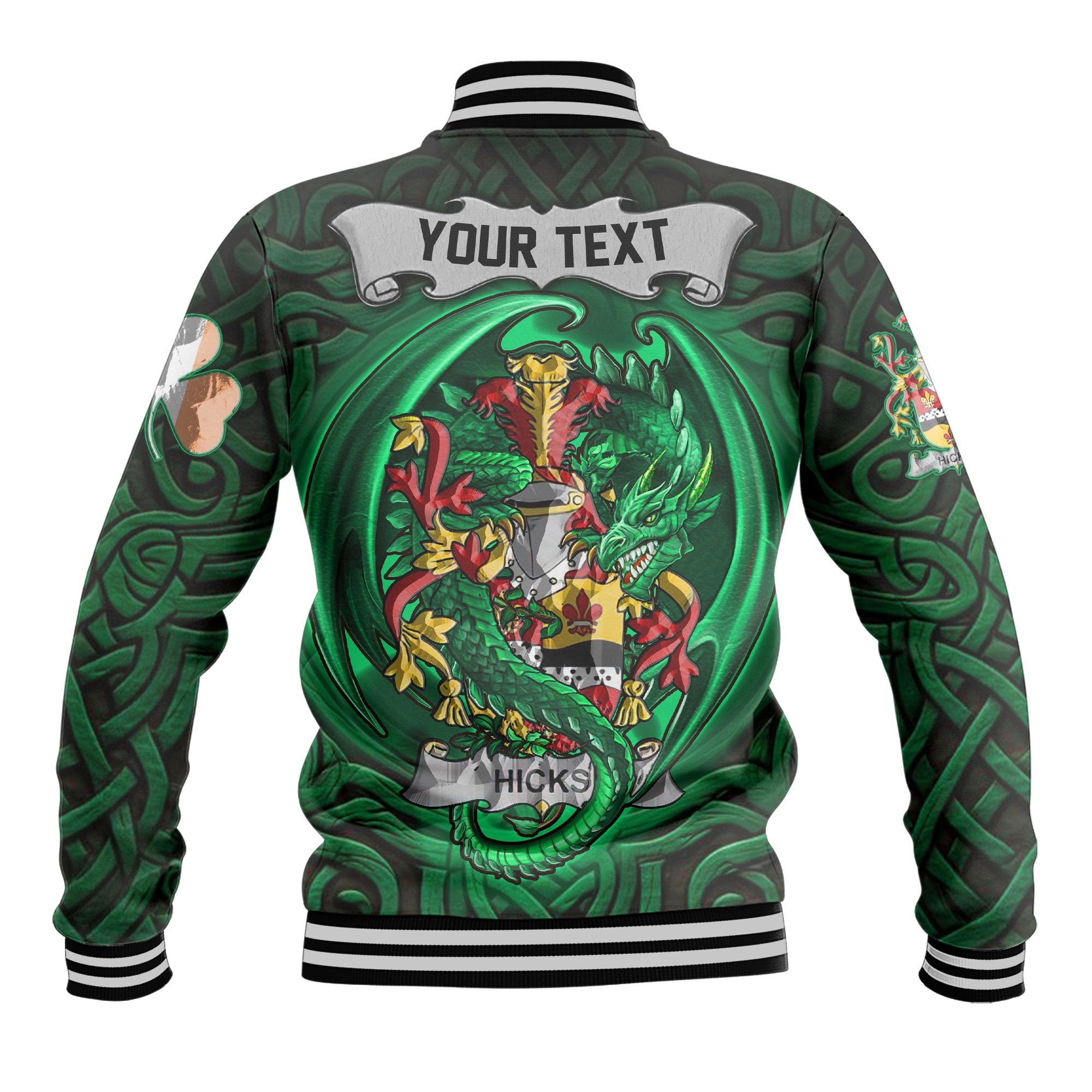 Hicks Baseball Jackets The Green Dragon Of Ireland Style