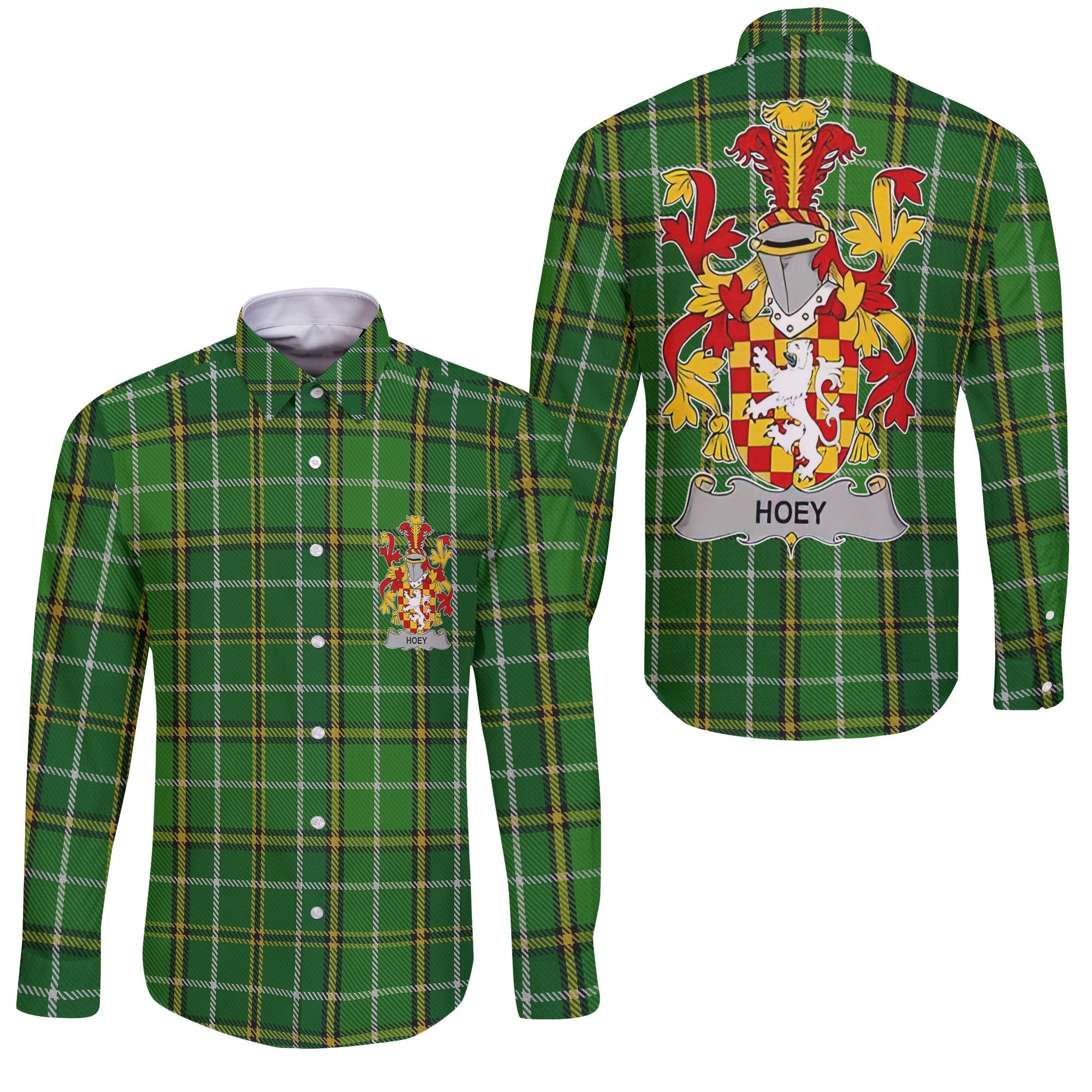 Hoey or O Hoey Long Sleeve Button Shirts Crest And National Plaid Style