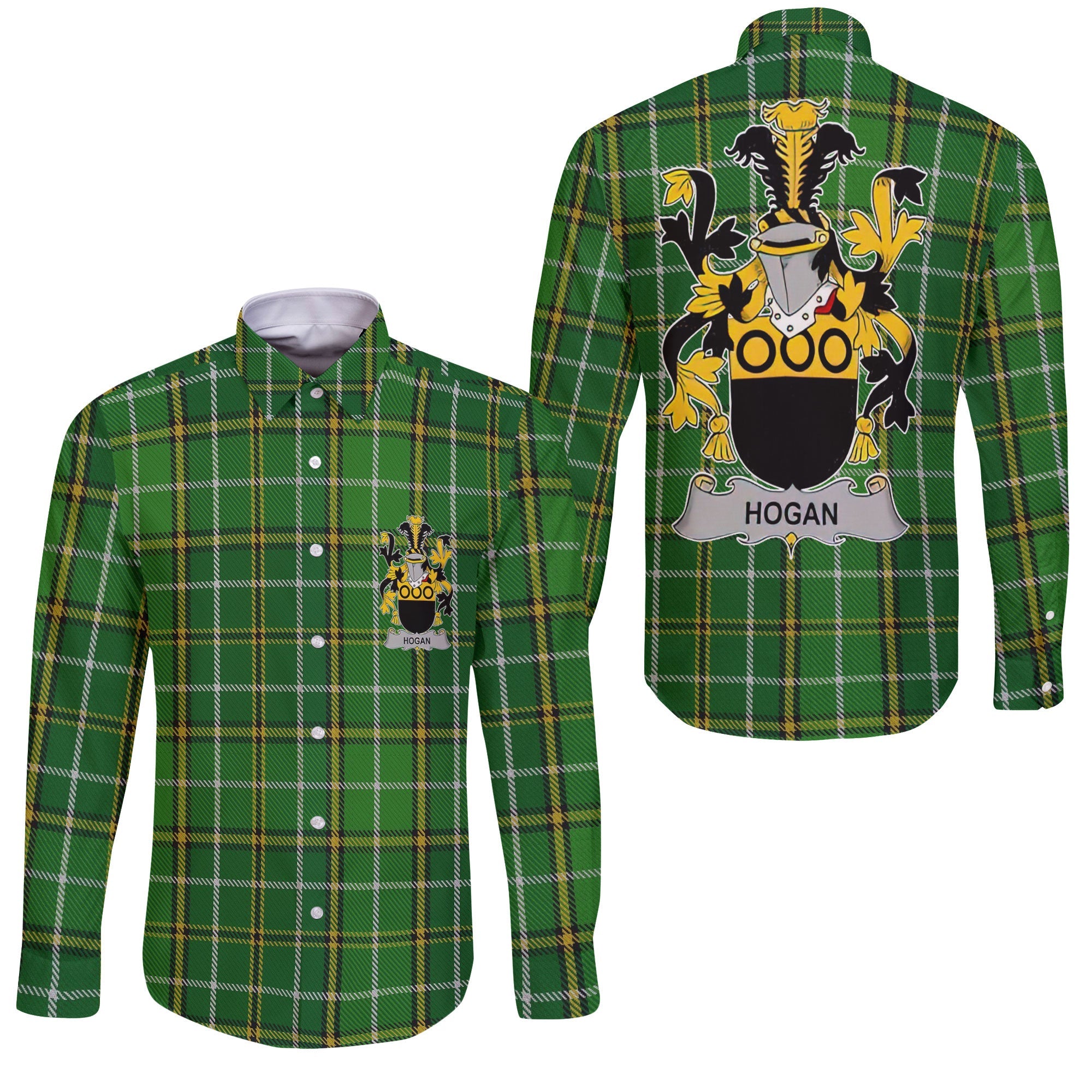 Hogan or O Hogan Long Sleeve Button Shirts Crest And National Plaid Style