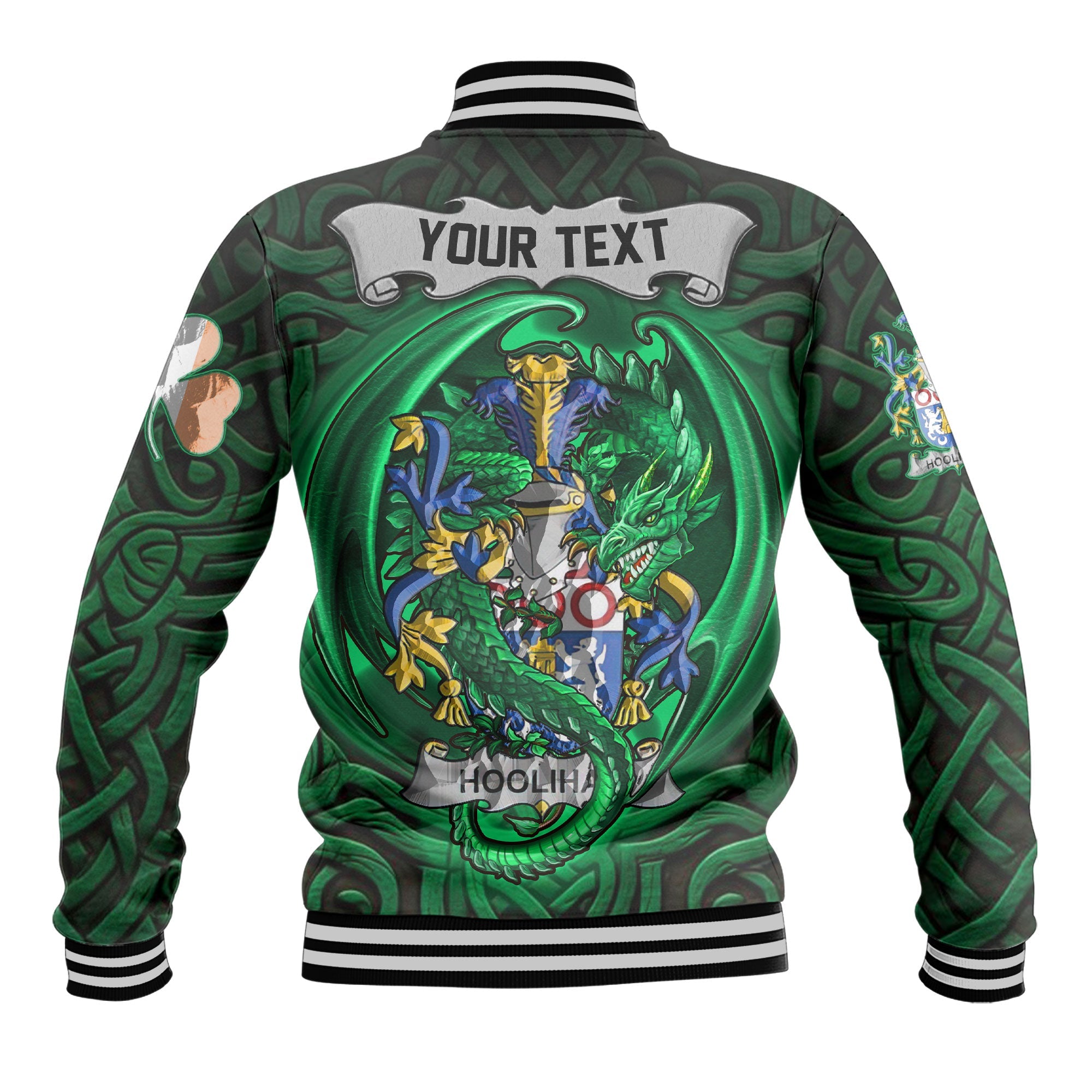 Hoolihan or O Holohan Baseball Jackets The Green Dragon Of Ireland Style