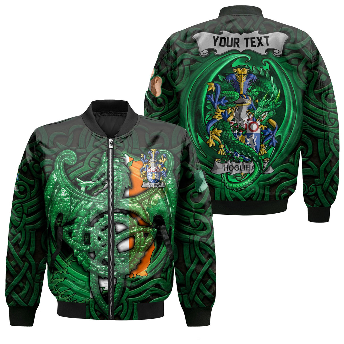 Hoolihan or O Holohan Bomber Jackets The Green Dragon Of Ireland Style