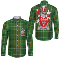 Ireland Long Sleeve Button Shirts Crest And National Plaid Style