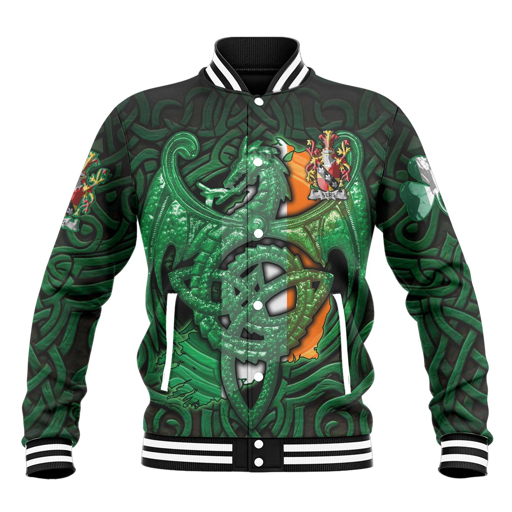 Ivers Baseball Jackets The Green Dragon Of Ireland Style