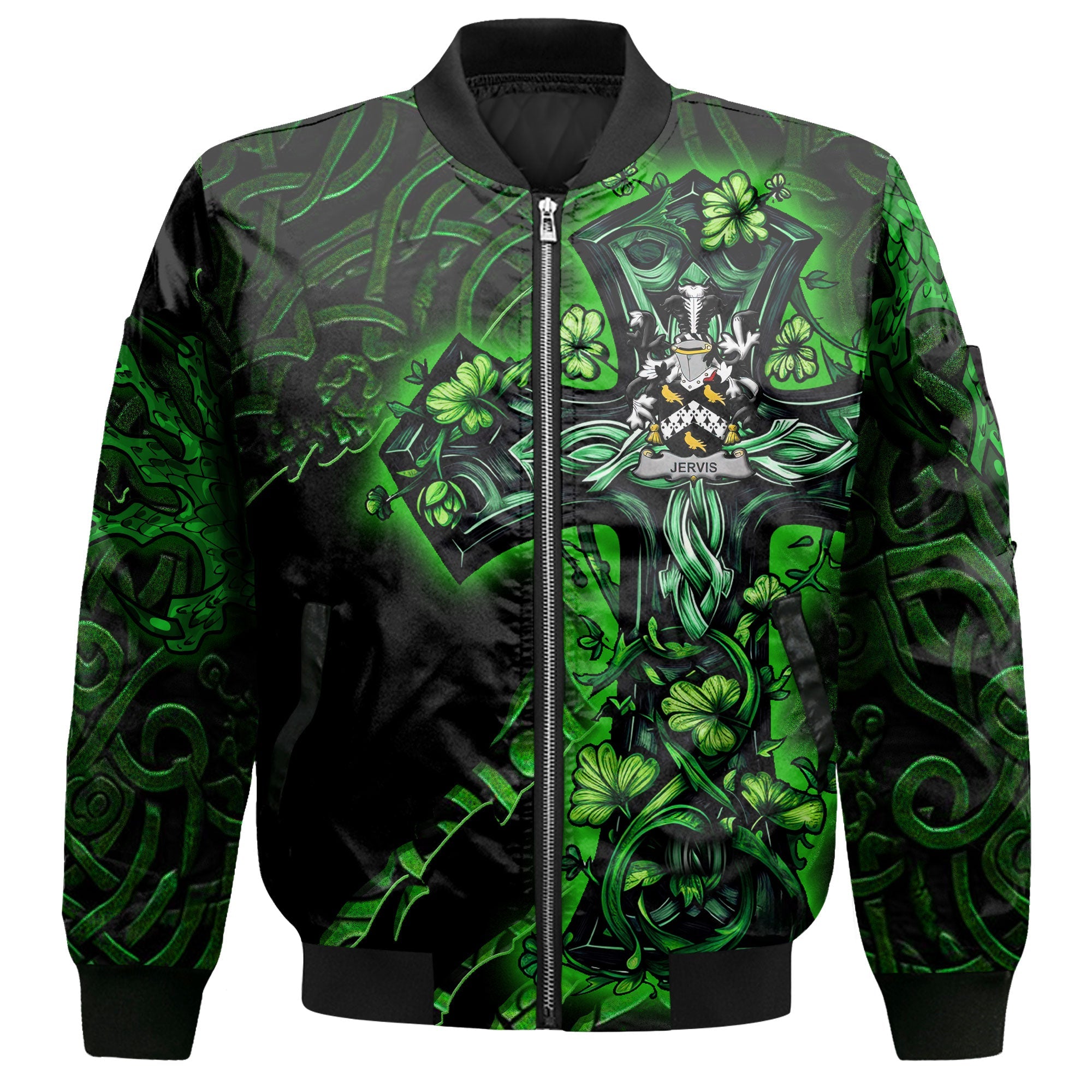 Jervis or Jarvis Bomber Jackets Celtic Cross And Dragon Style