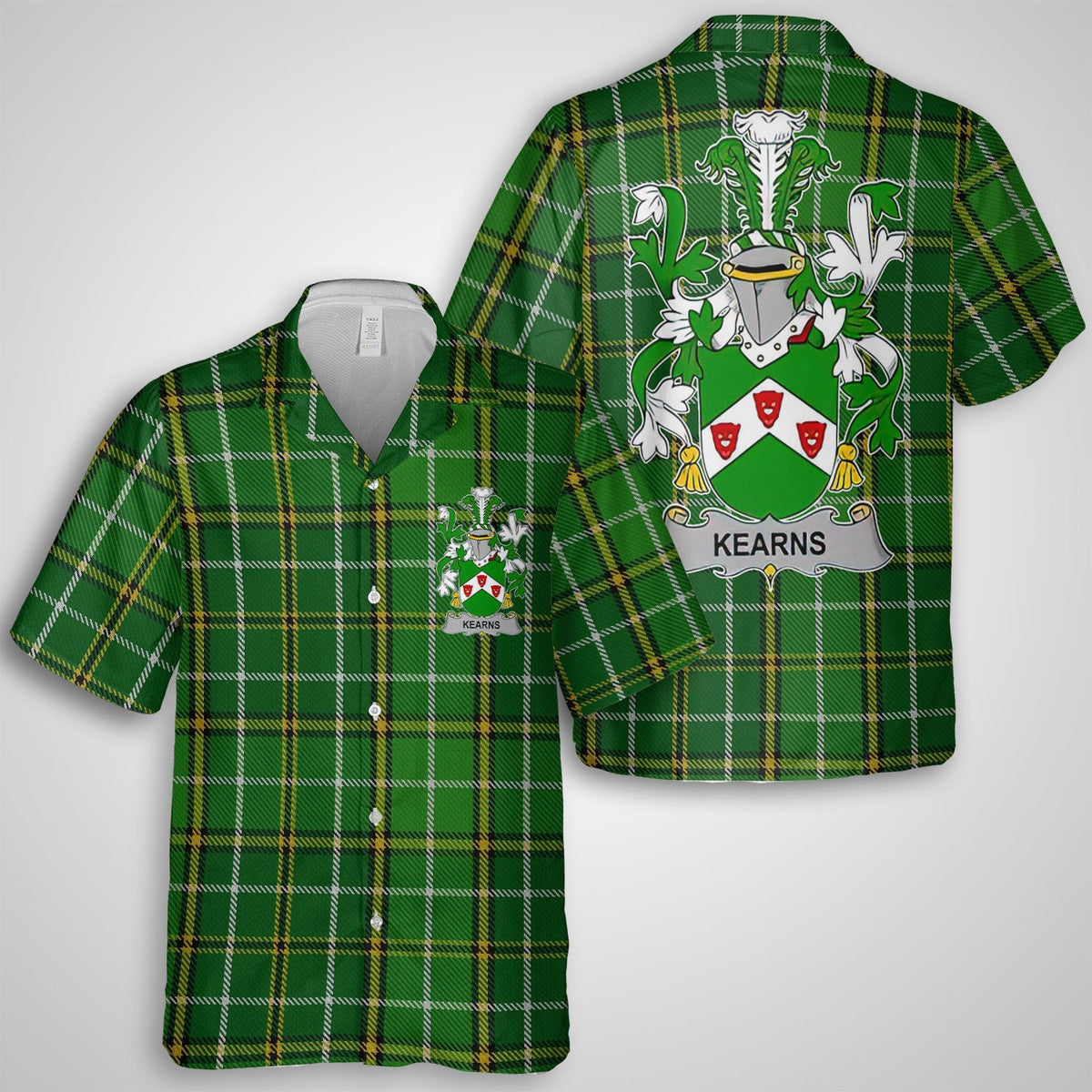 Kearns or O Kearon Hawaiian Shirts Crest And National Plaid Style