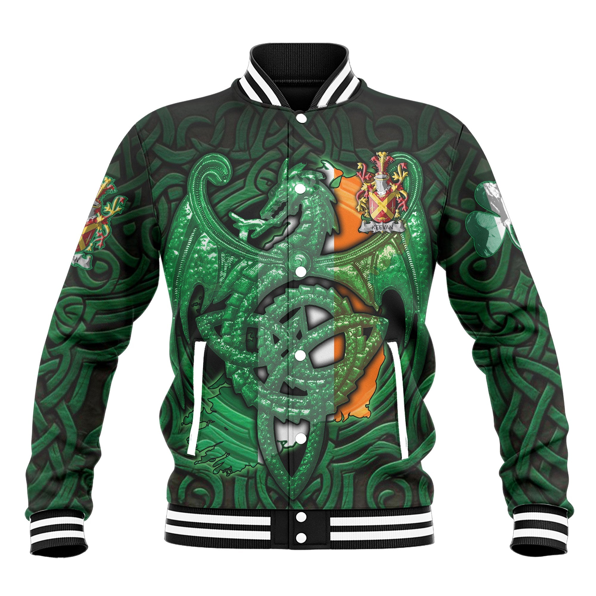 Keevan or O Kevane Baseball Jackets The Green Dragon Of Ireland Style