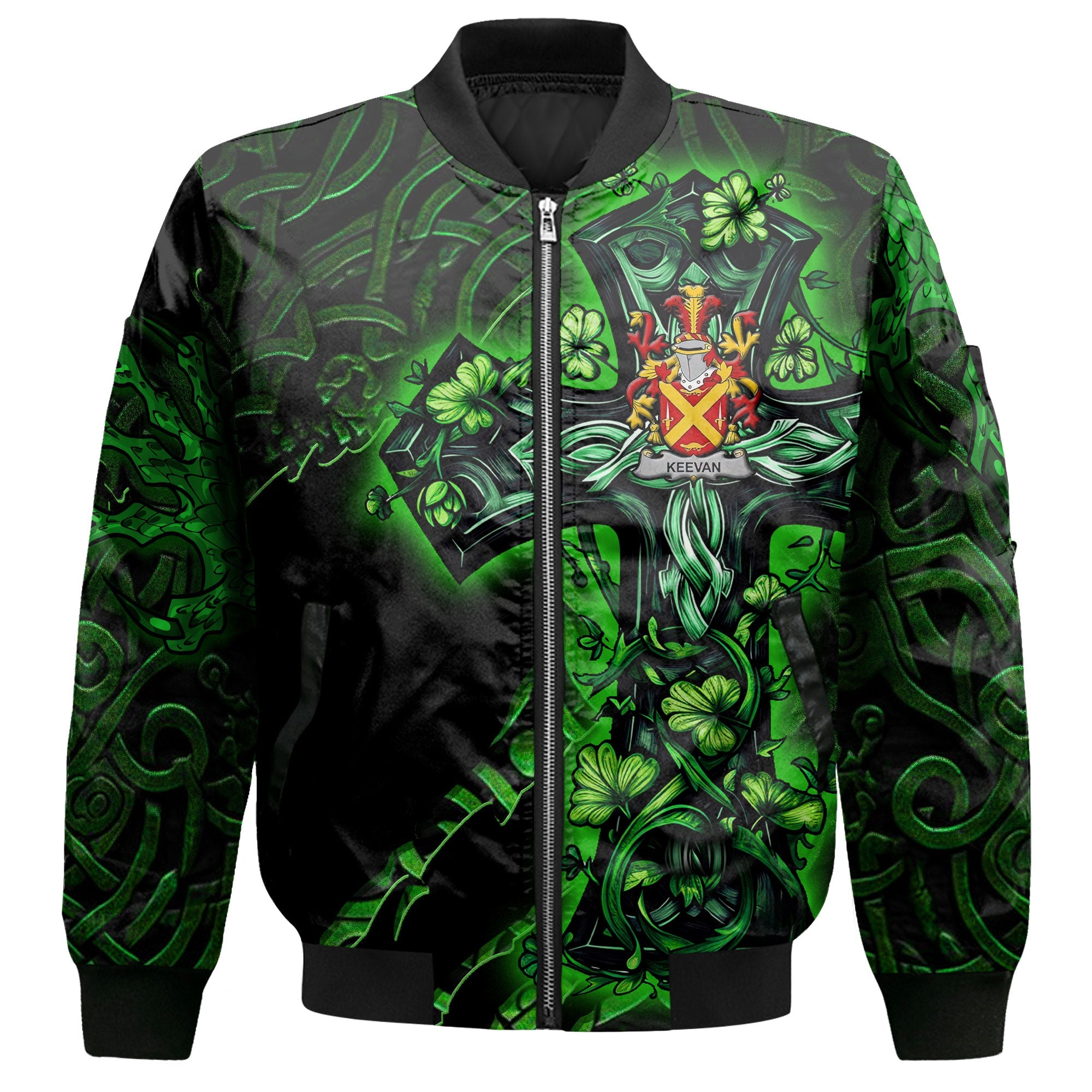Keevan or O Kevane Bomber Jackets Celtic Cross And Dragon Style