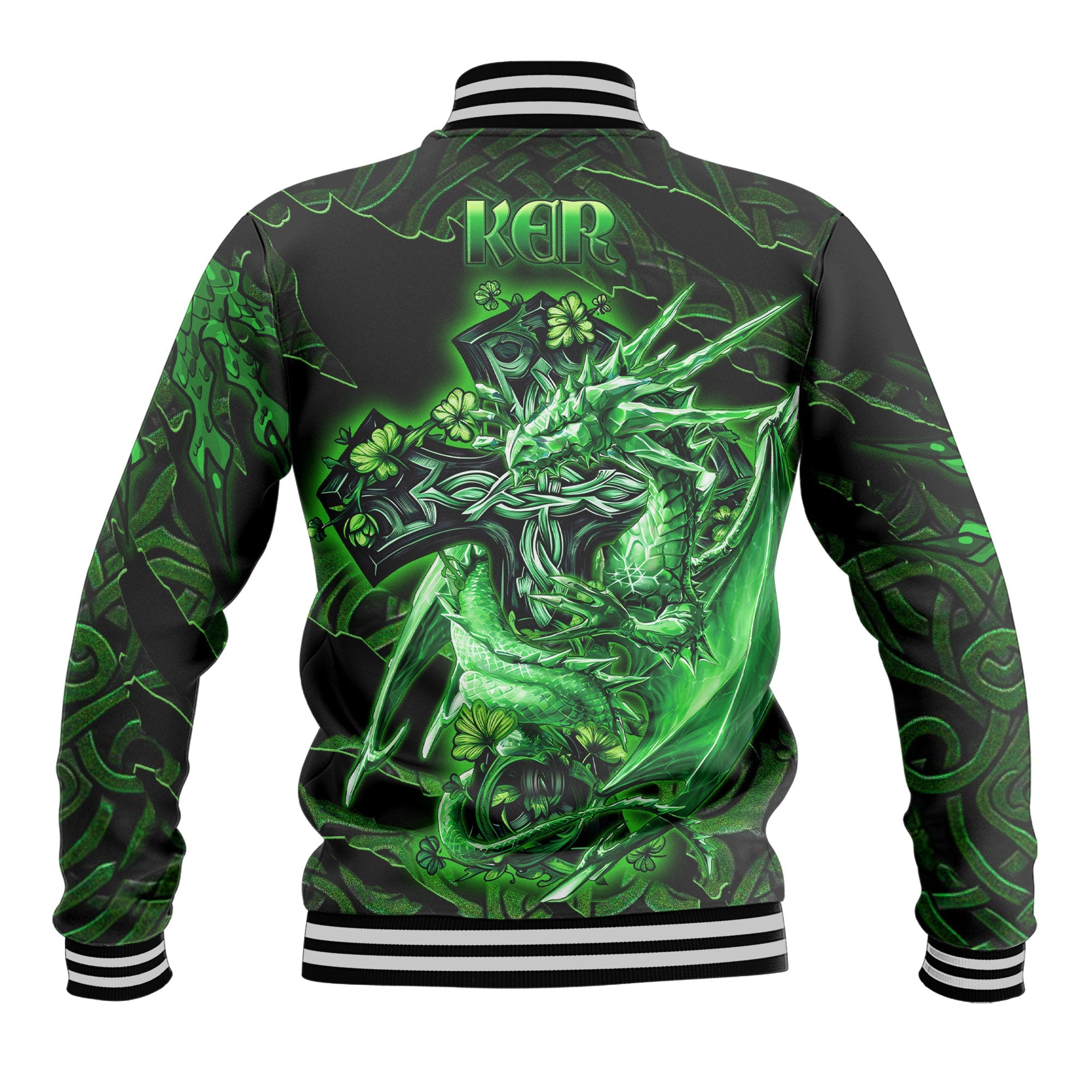 Ker Baseball Jackets Celtic Cross And Dragon Style