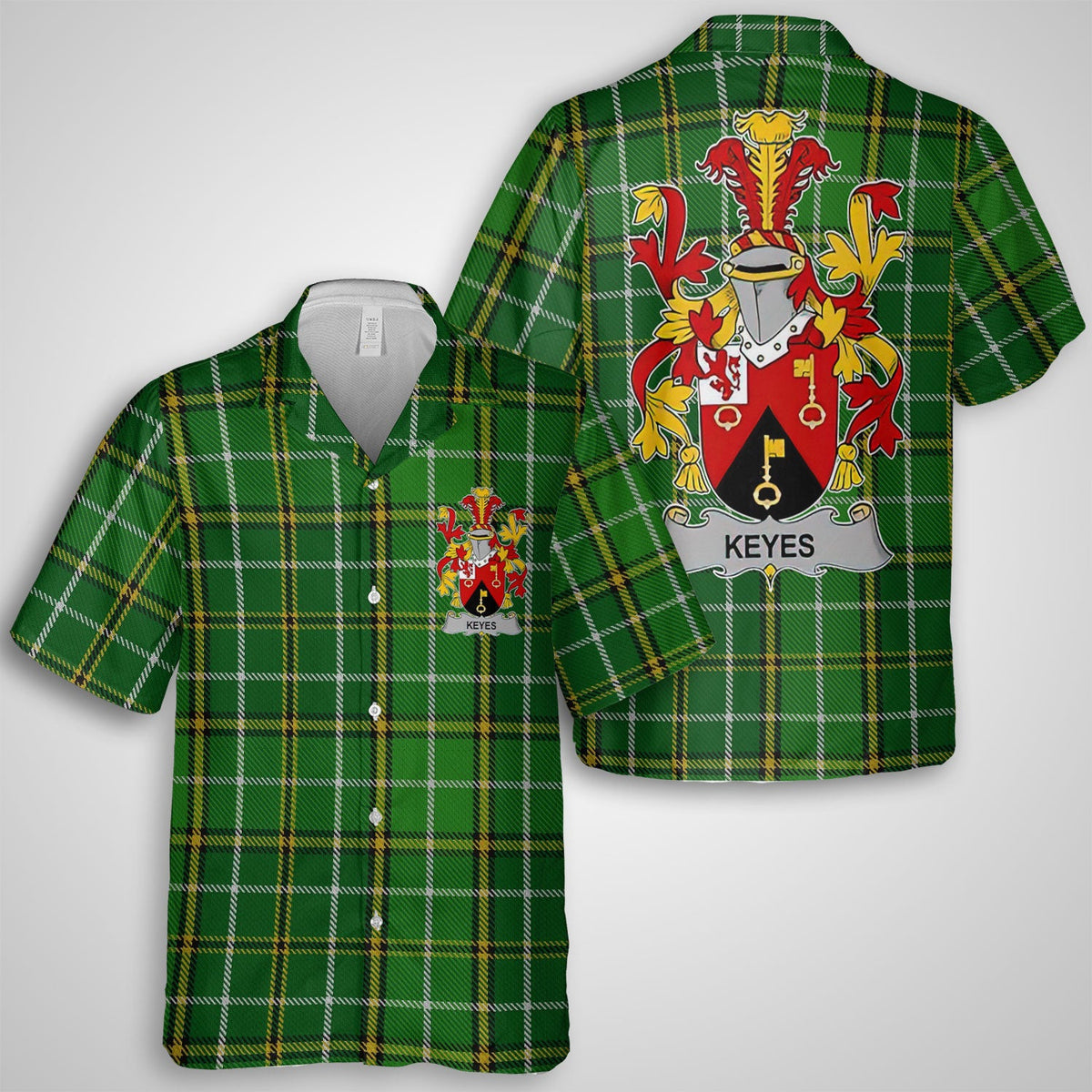 Keyes Hawaiian Shirts Crest And National Plaid Style