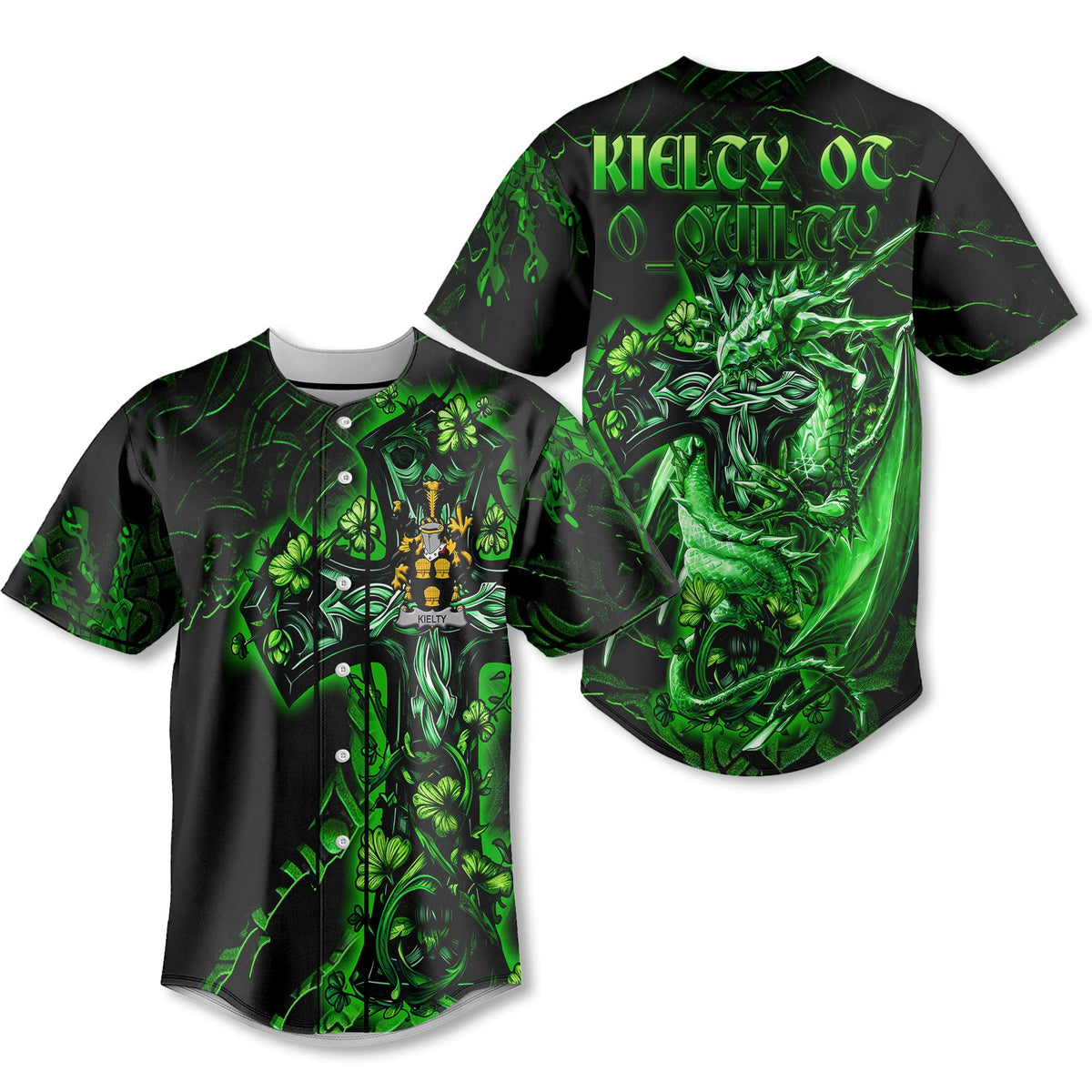 Kielty ot O Quilty Baseball Jerseys Celtic Cross And Dragon Style