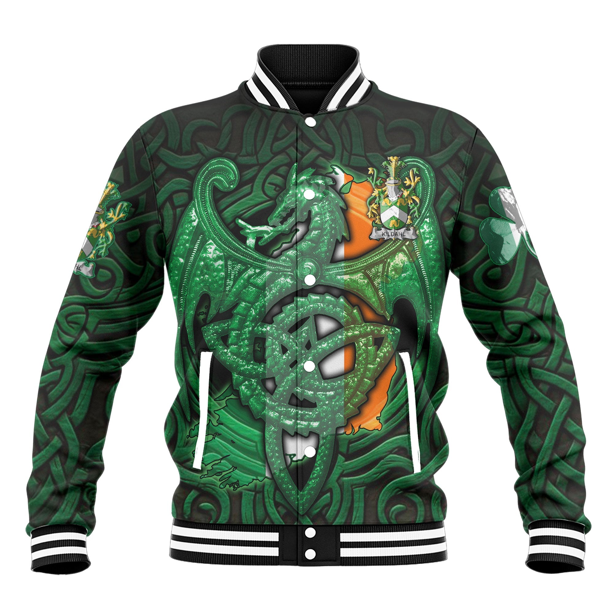 Kildahl Baseball Jackets The Green Dragon Of Ireland Style