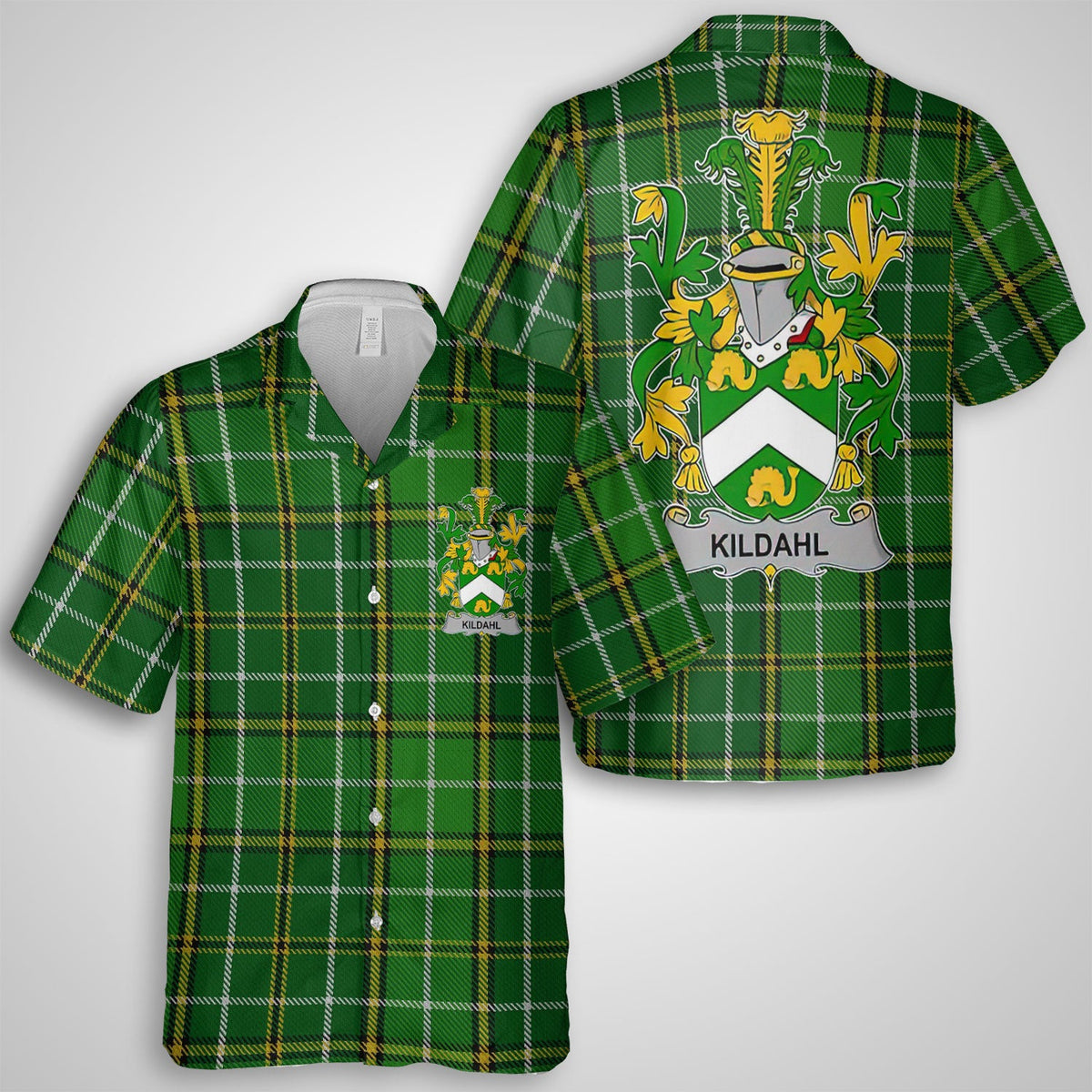 Kildahl Hawaiian Shirts Crest And National Plaid Style