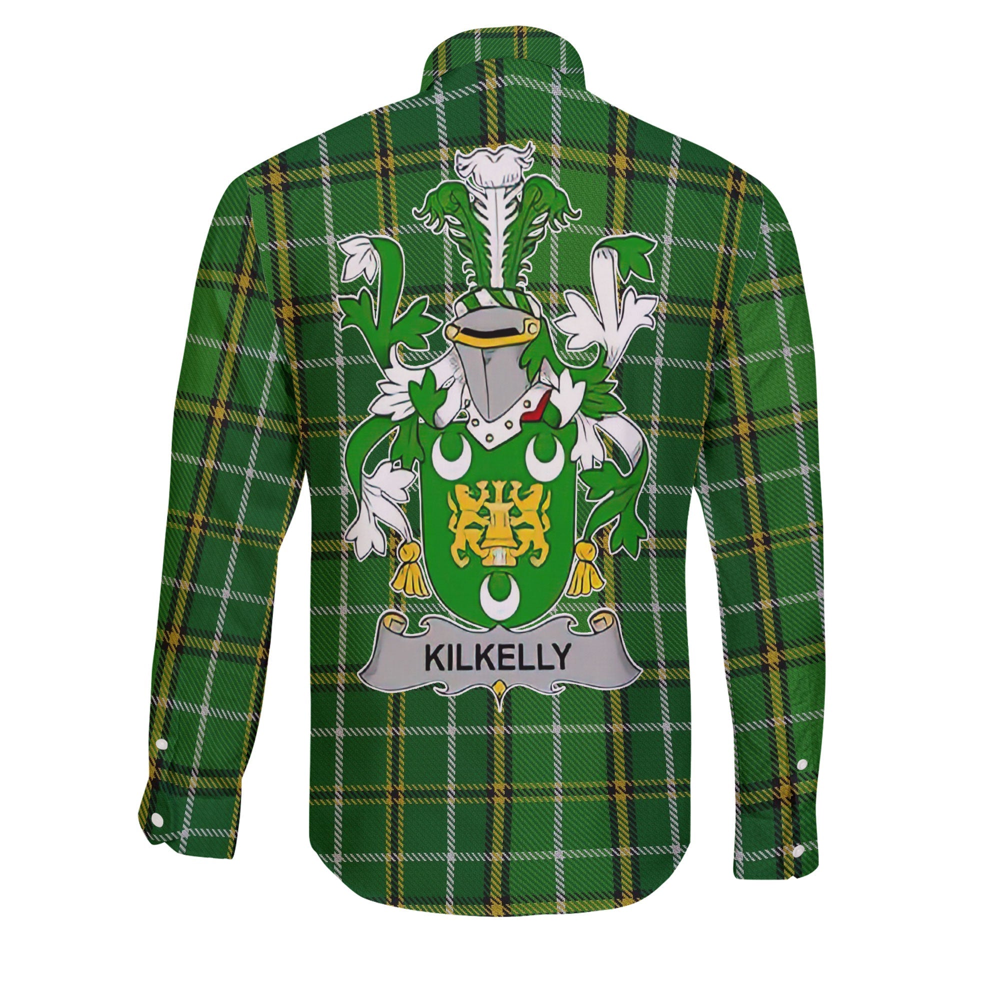 Kilkelly or Killikelly Long Sleeve Button Shirts Crest And National Plaid Style