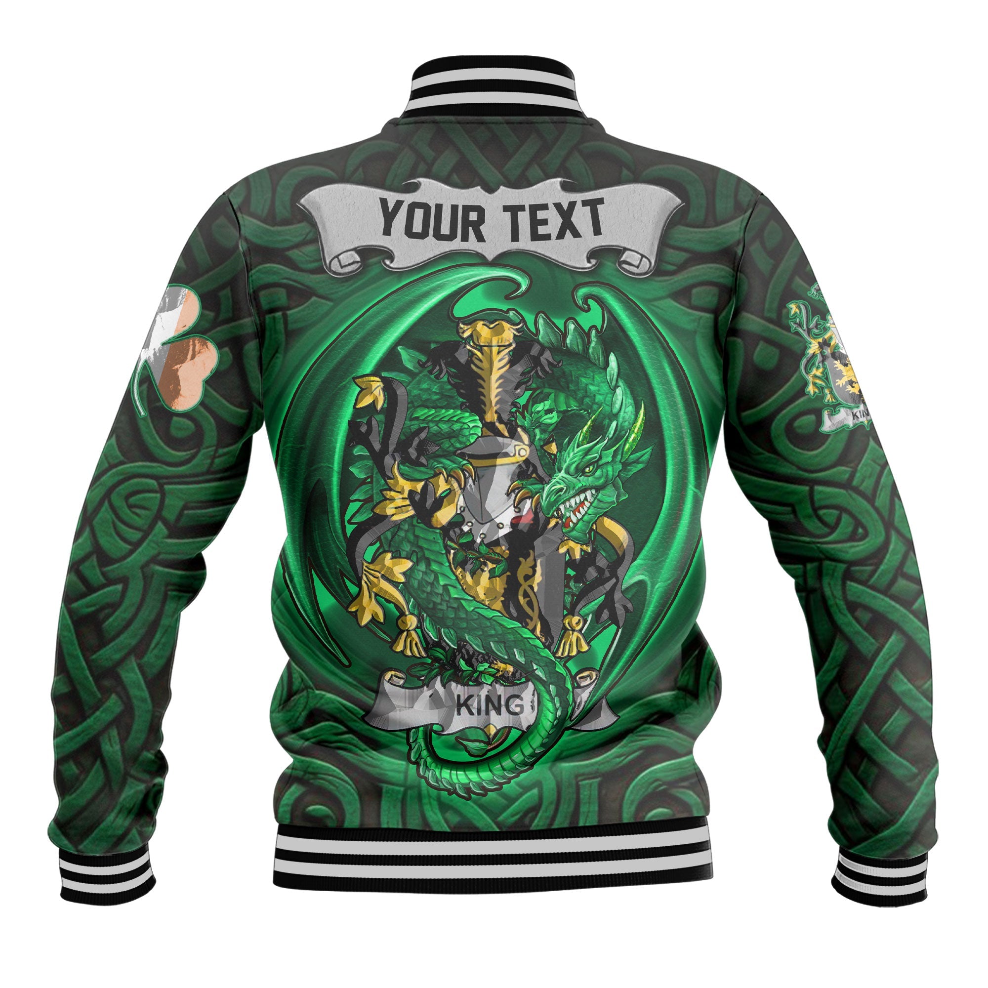 King Baseball Jackets The Green Dragon Of Ireland Style