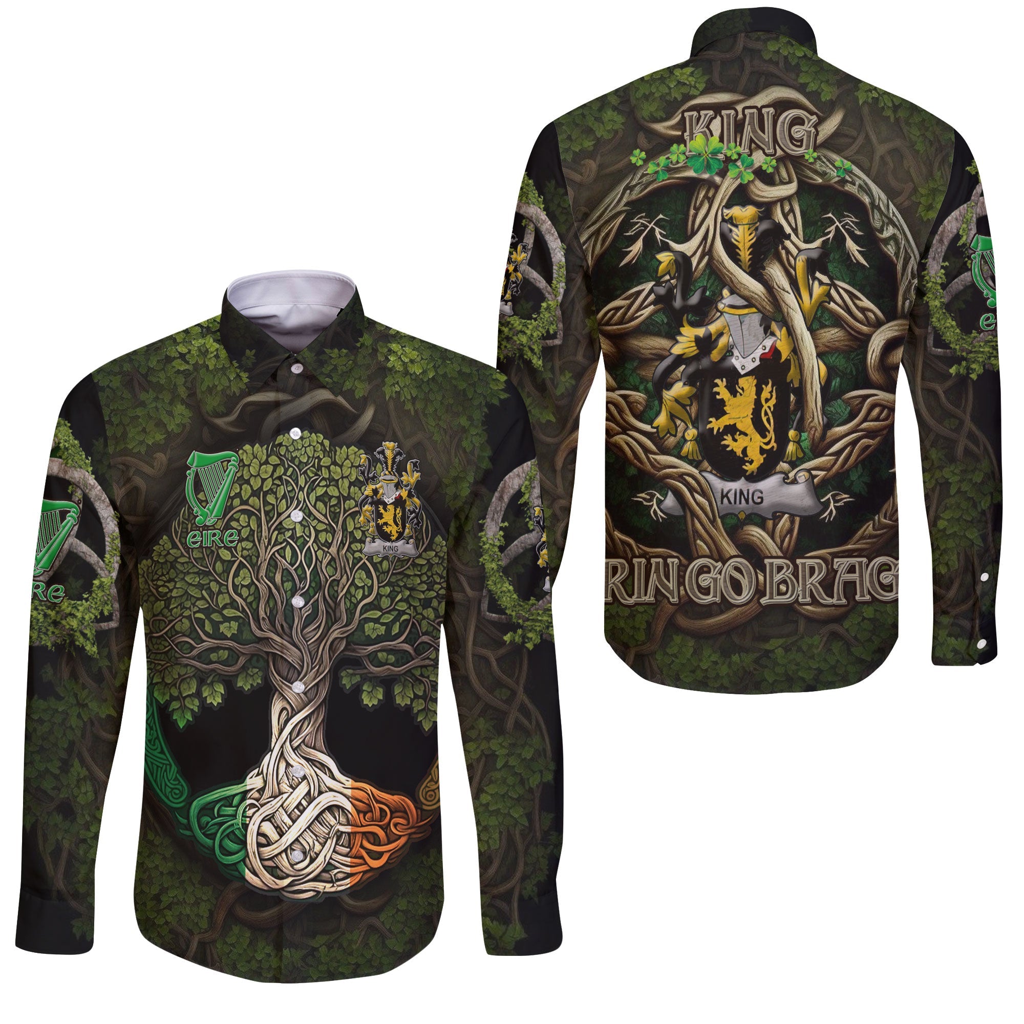 King Long Sleeve Button Shirts Ireland Is My Root Style