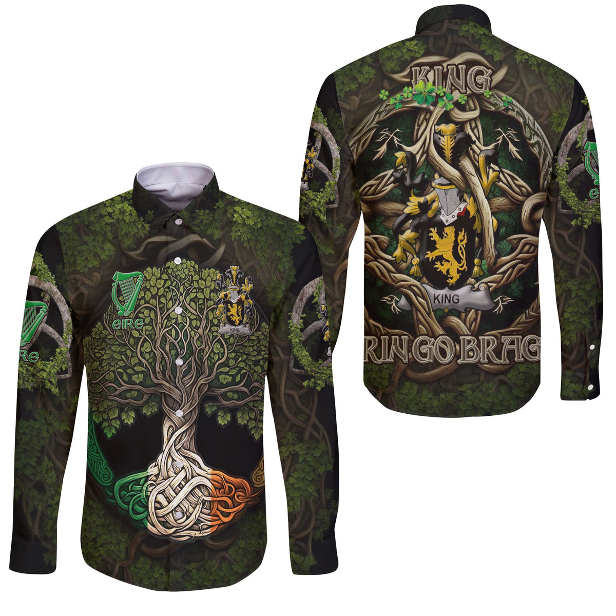 King Long Sleeve Button Shirts Ireland Is My Root Style