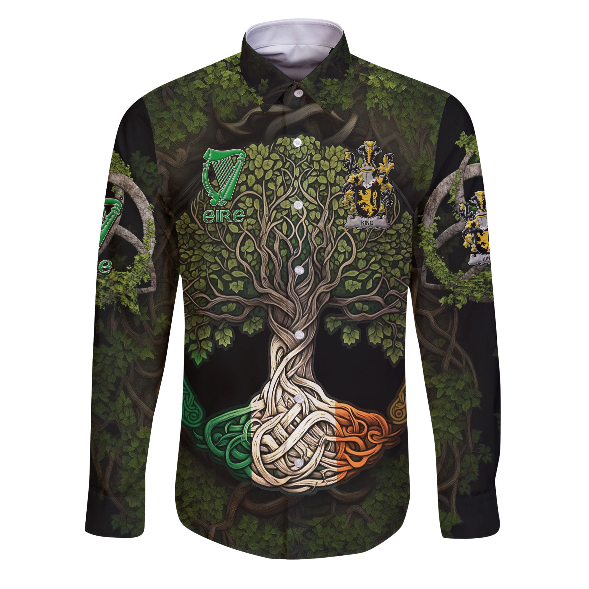 King Long Sleeve Button Shirts Ireland Is My Root Style