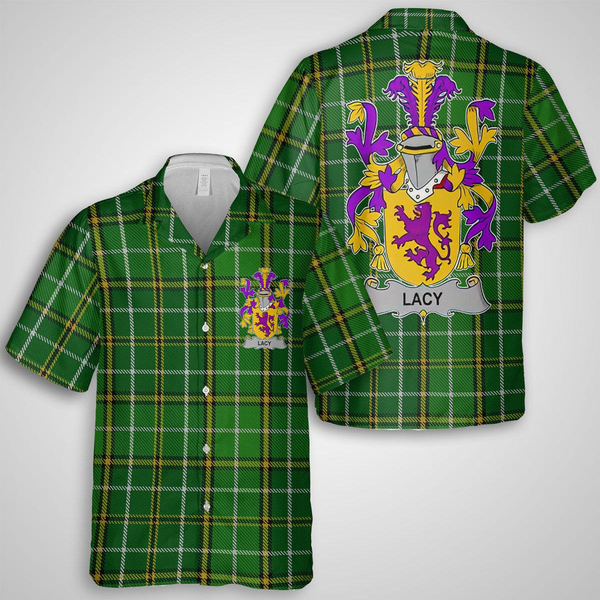 Lacy or De Lacy Hawaiian Shirts Crest And National Plaid Style