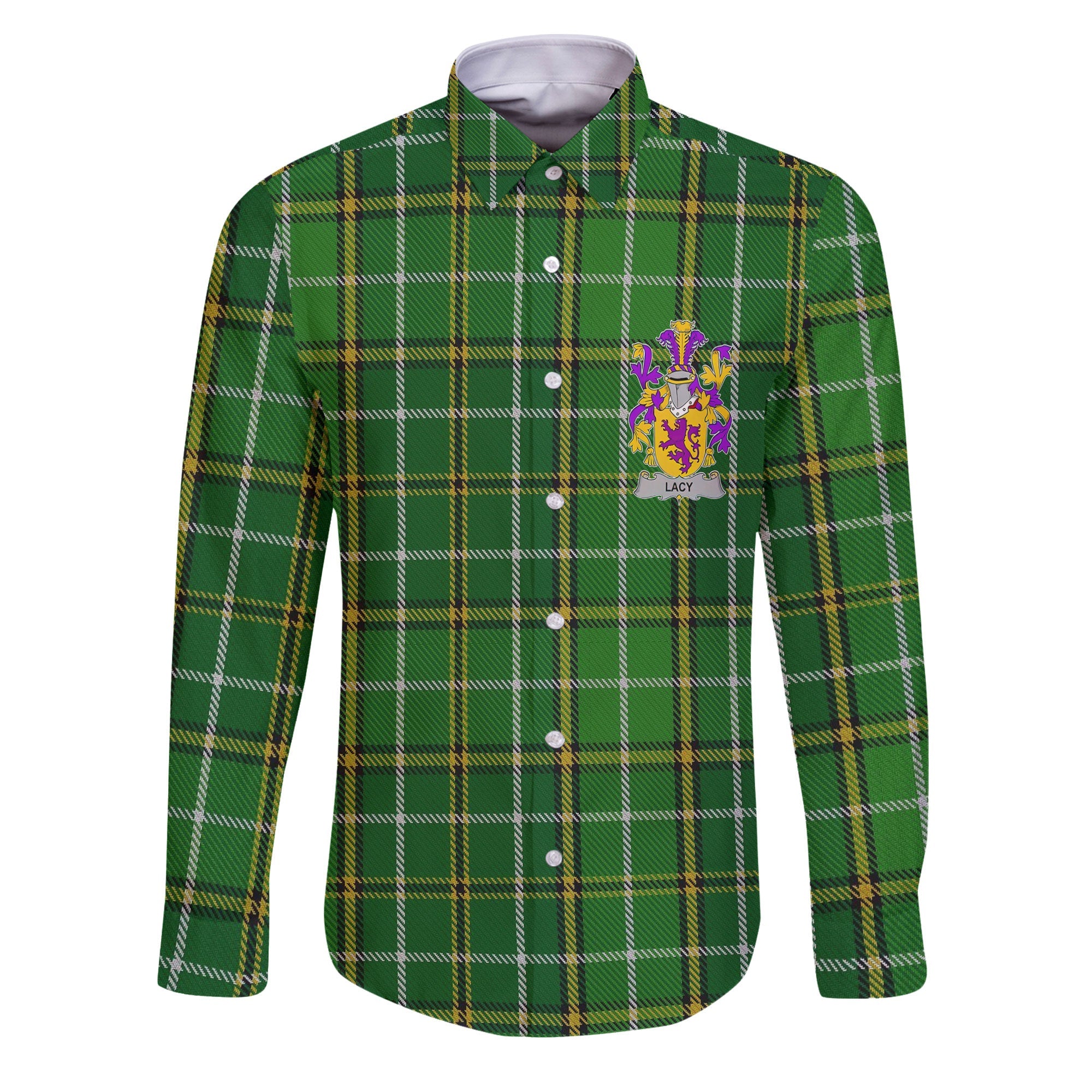 Lacy or De Lacy Long Sleeve Button Shirts Crest And National Plaid Style