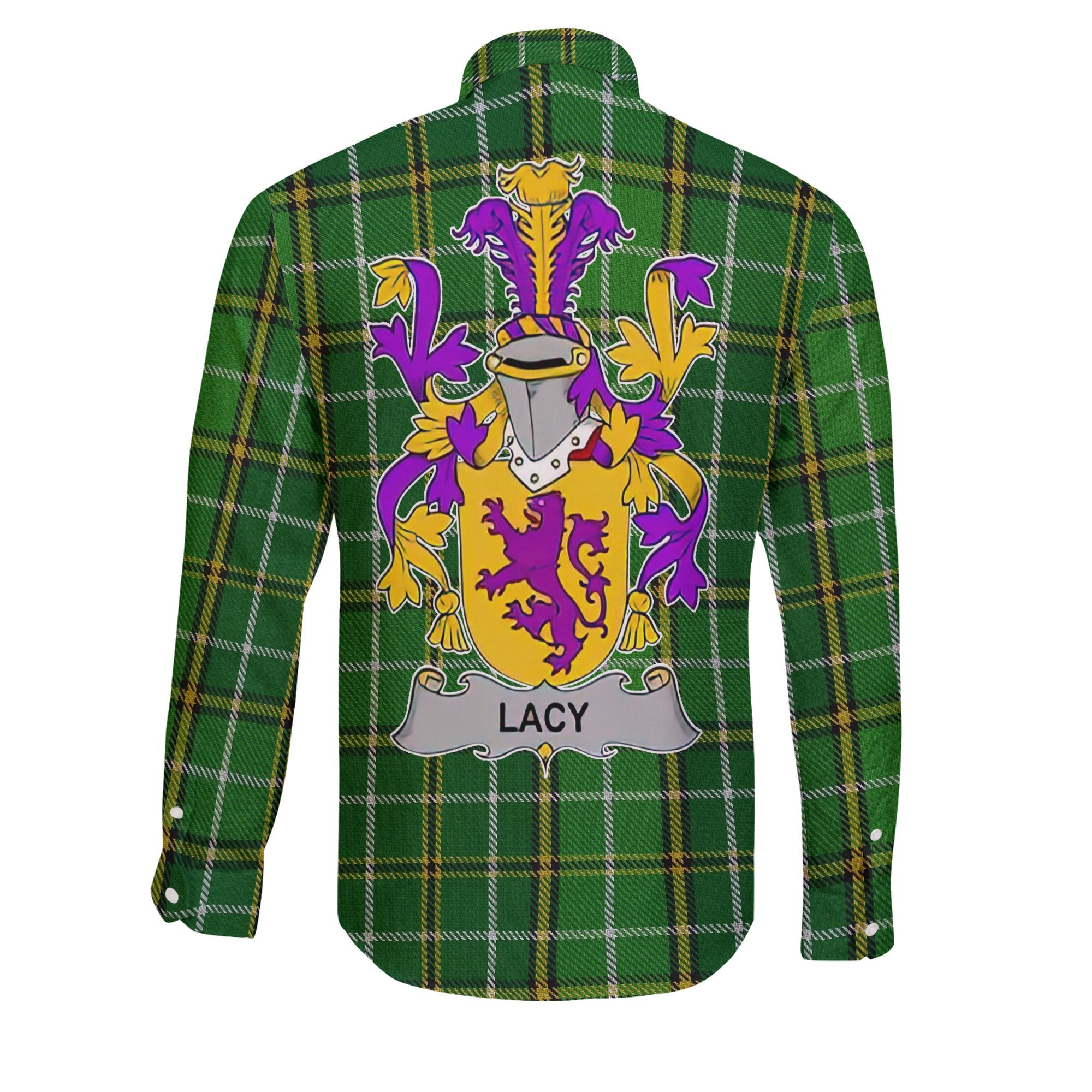 Lacy or De Lacy Long Sleeve Button Shirts Crest And National Plaid Style