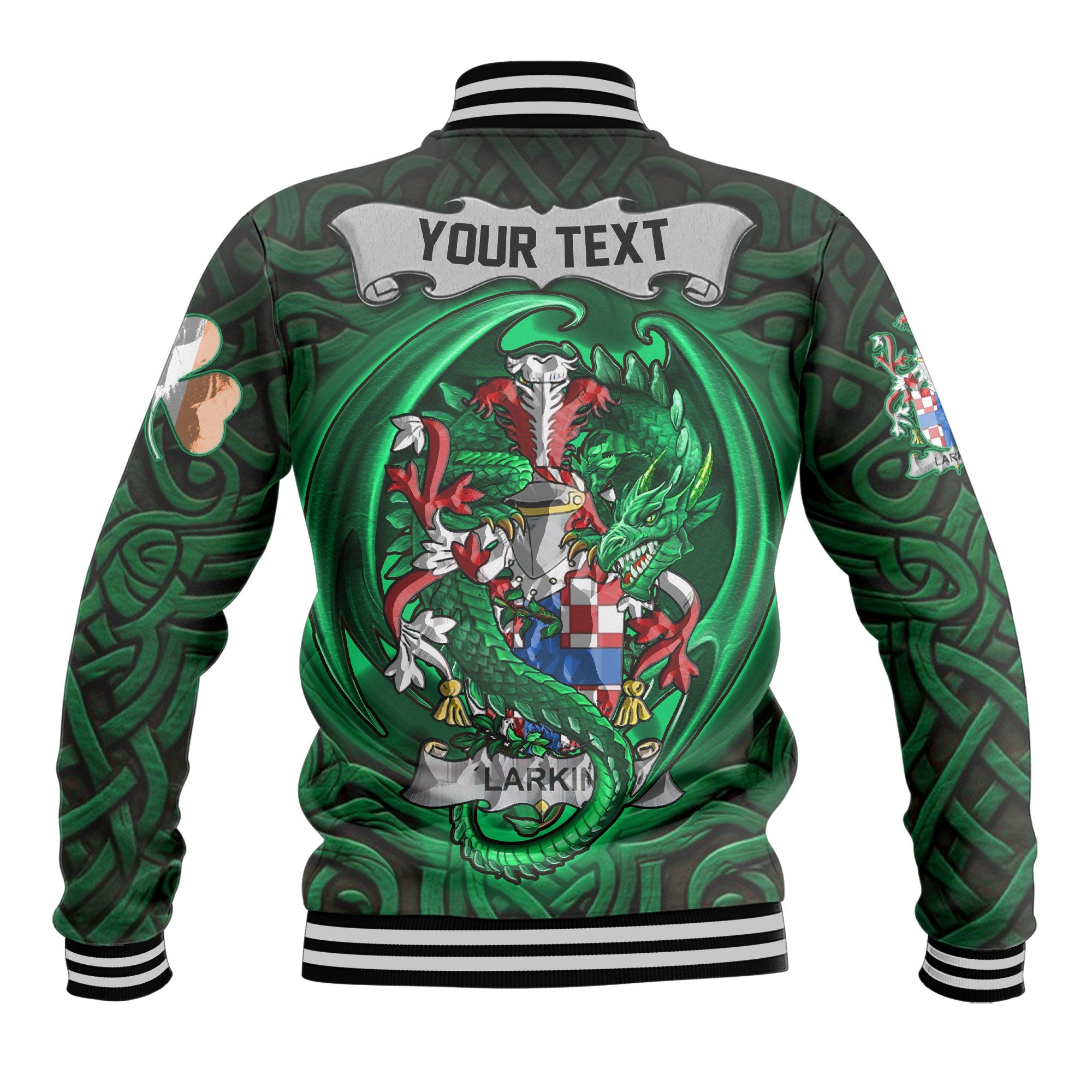 Larkin or O Larkin Baseball Jackets The Green Dragon Of Ireland Style