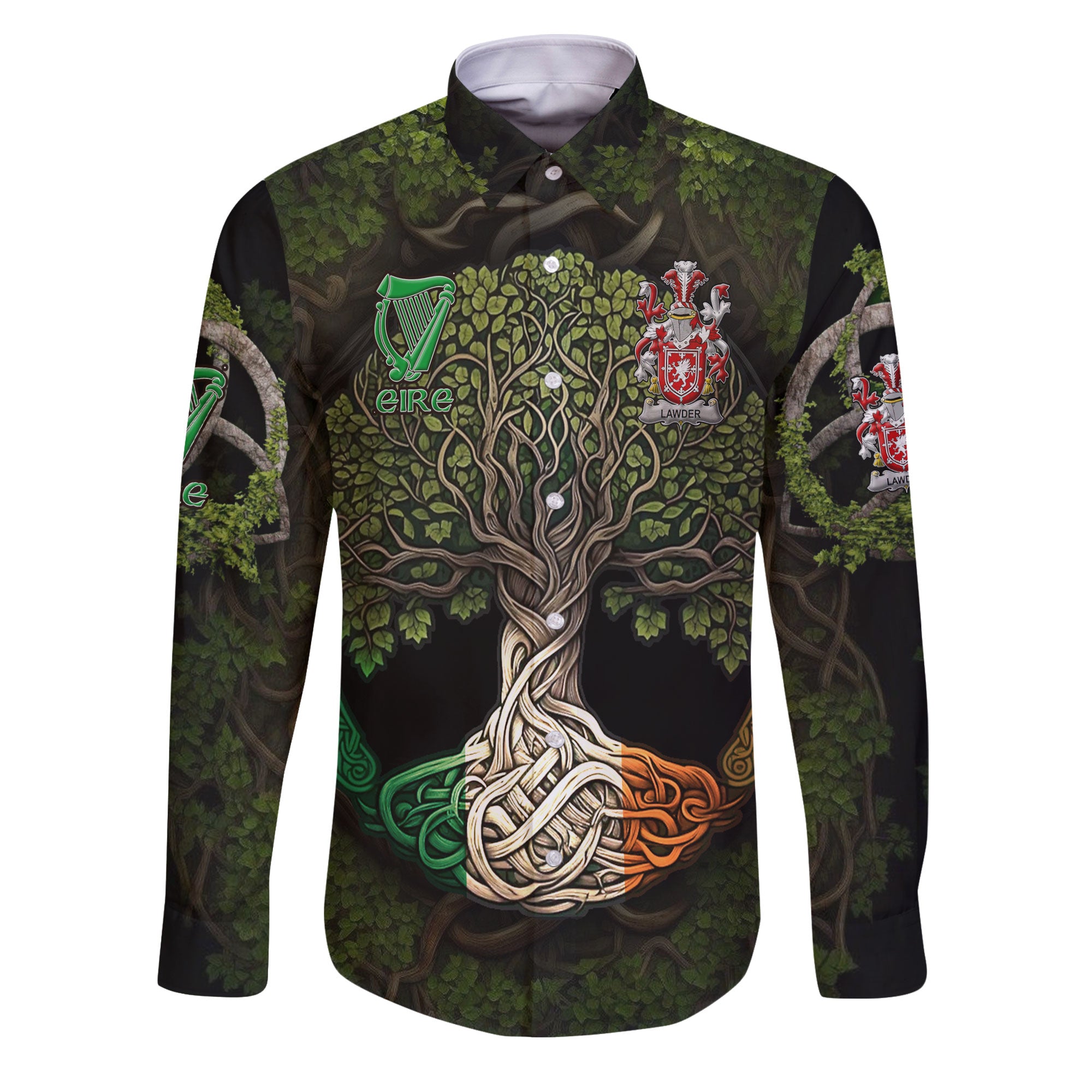 Lawder or Lauder Long Sleeve Button Shirts Ireland Is My Root Style