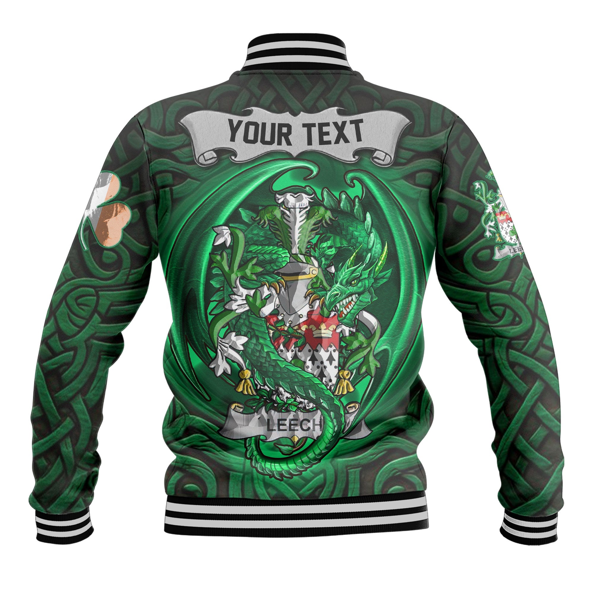 Leech Baseball Jackets The Green Dragon Of Ireland Style