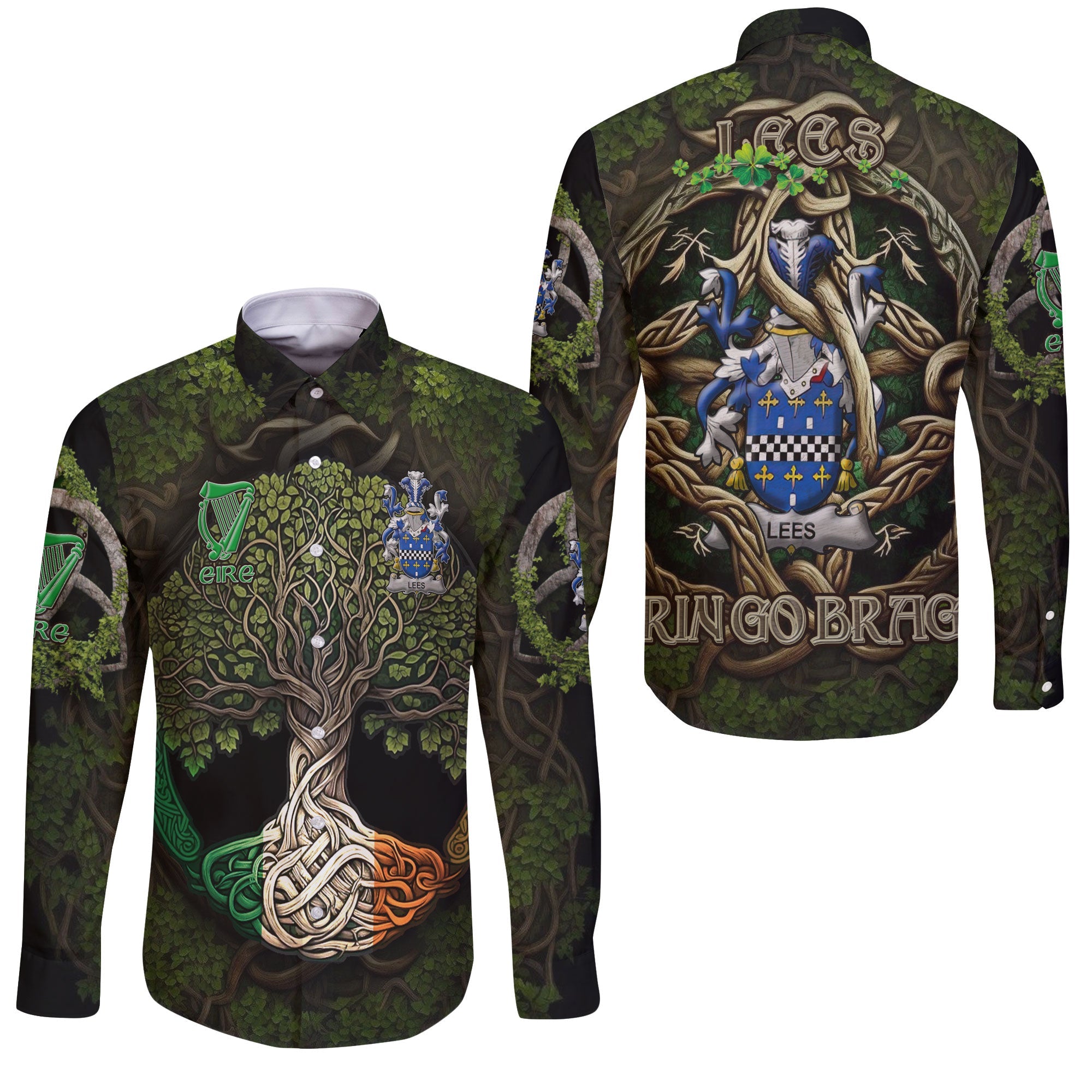 Lees or McAleese Long Sleeve Button Shirts Ireland Is My Root Style