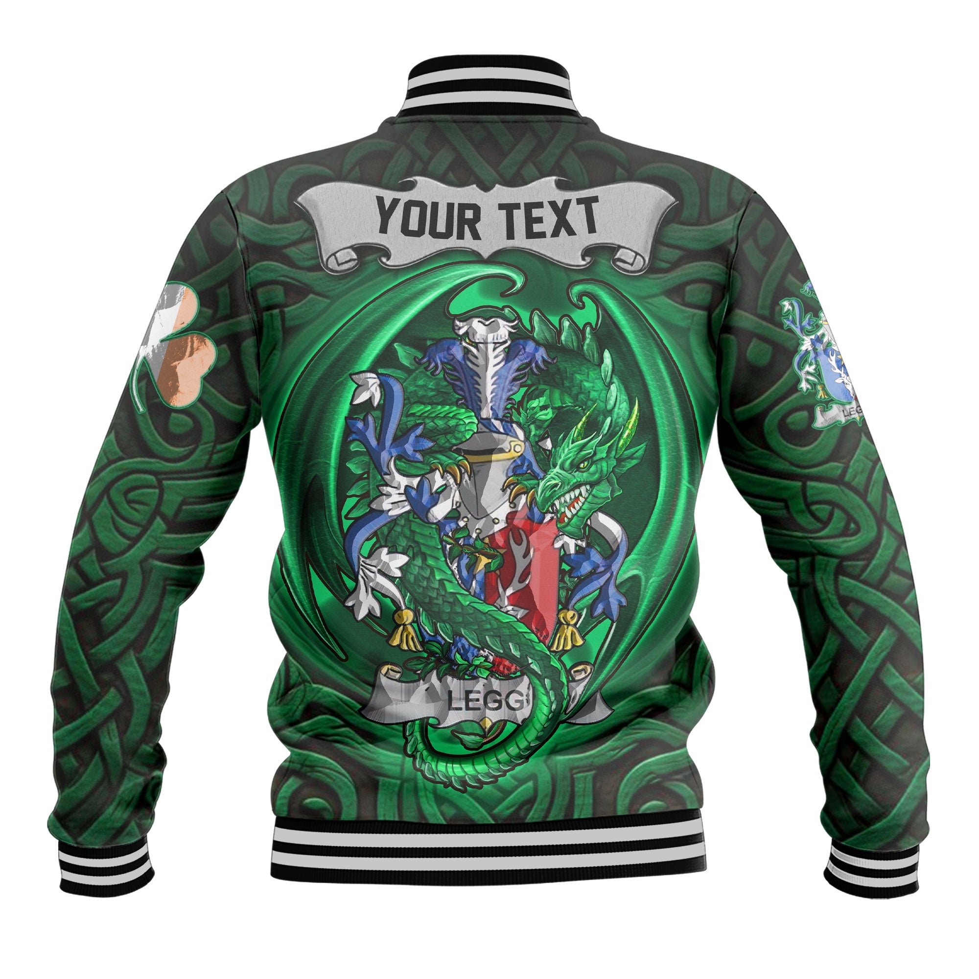 Legg or Legge Baseball Jackets The Green Dragon Of Ireland Style