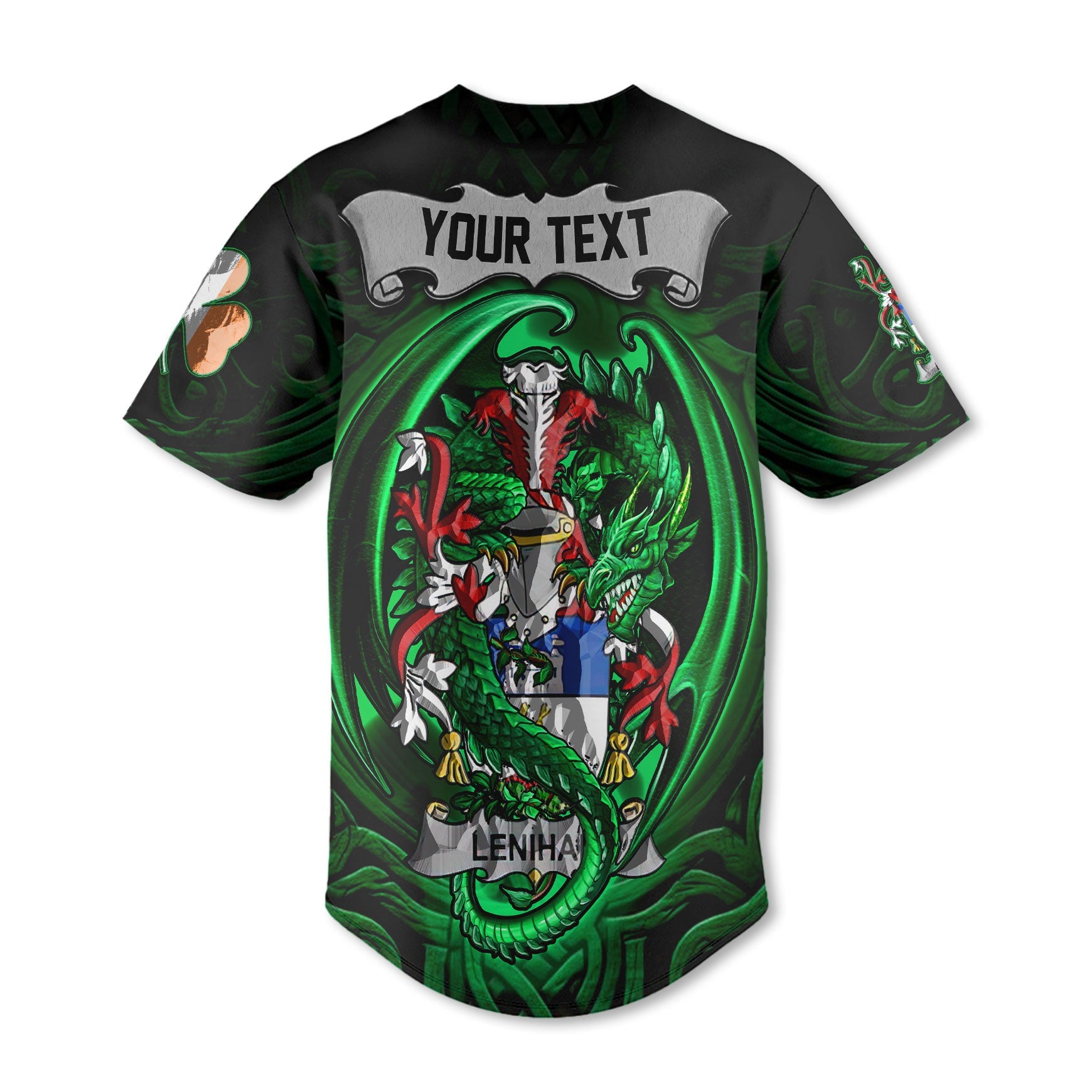 Lenihan or O Lenaghan Baseball Jerseys The Green Dragon Of Ireland Style
