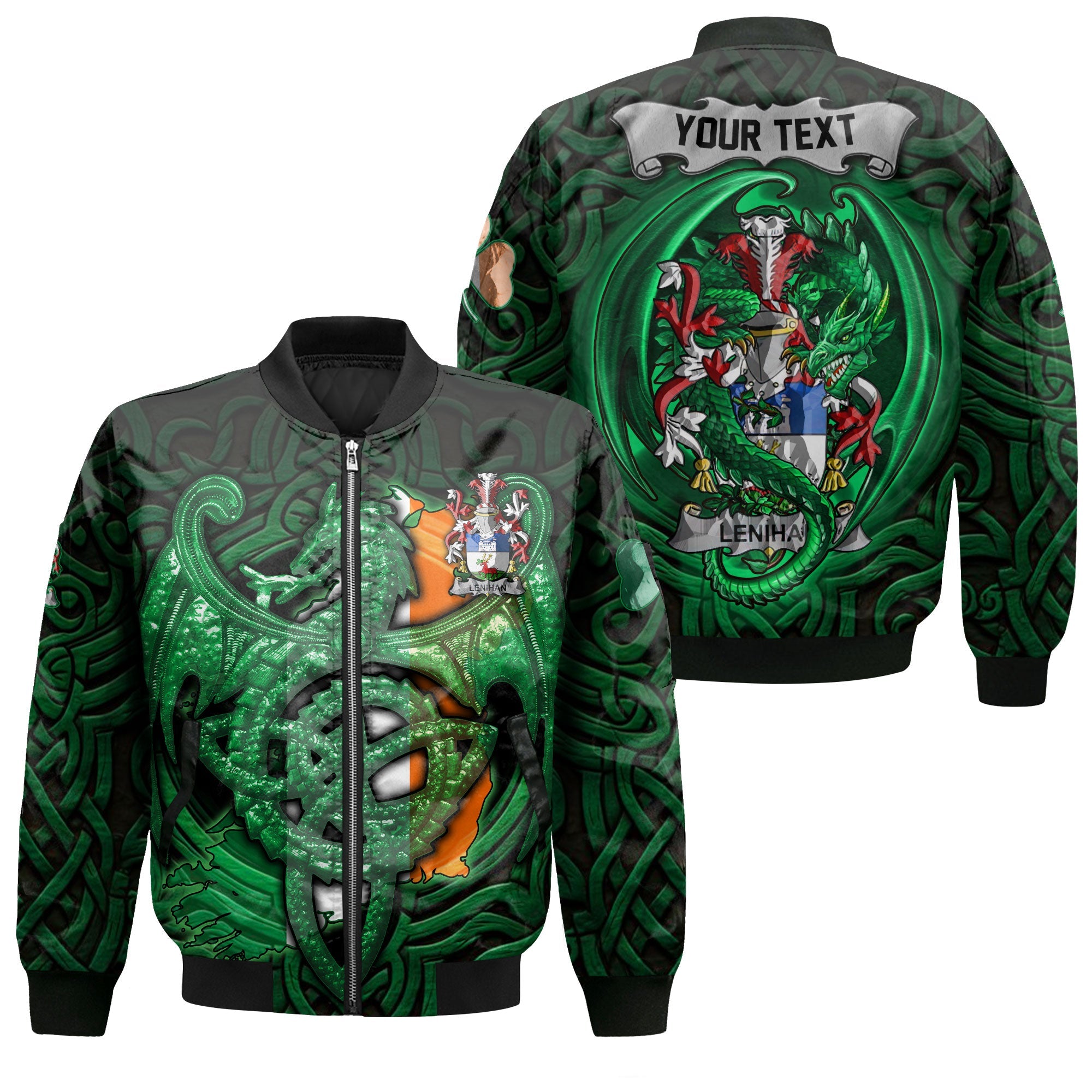 Lenihan or O Lenaghan Bomber Jackets The Green Dragon Of Ireland Style