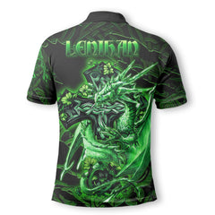 Lenihan or O Lenaghan Polo Shirts Celtic Cross And Dragon Style