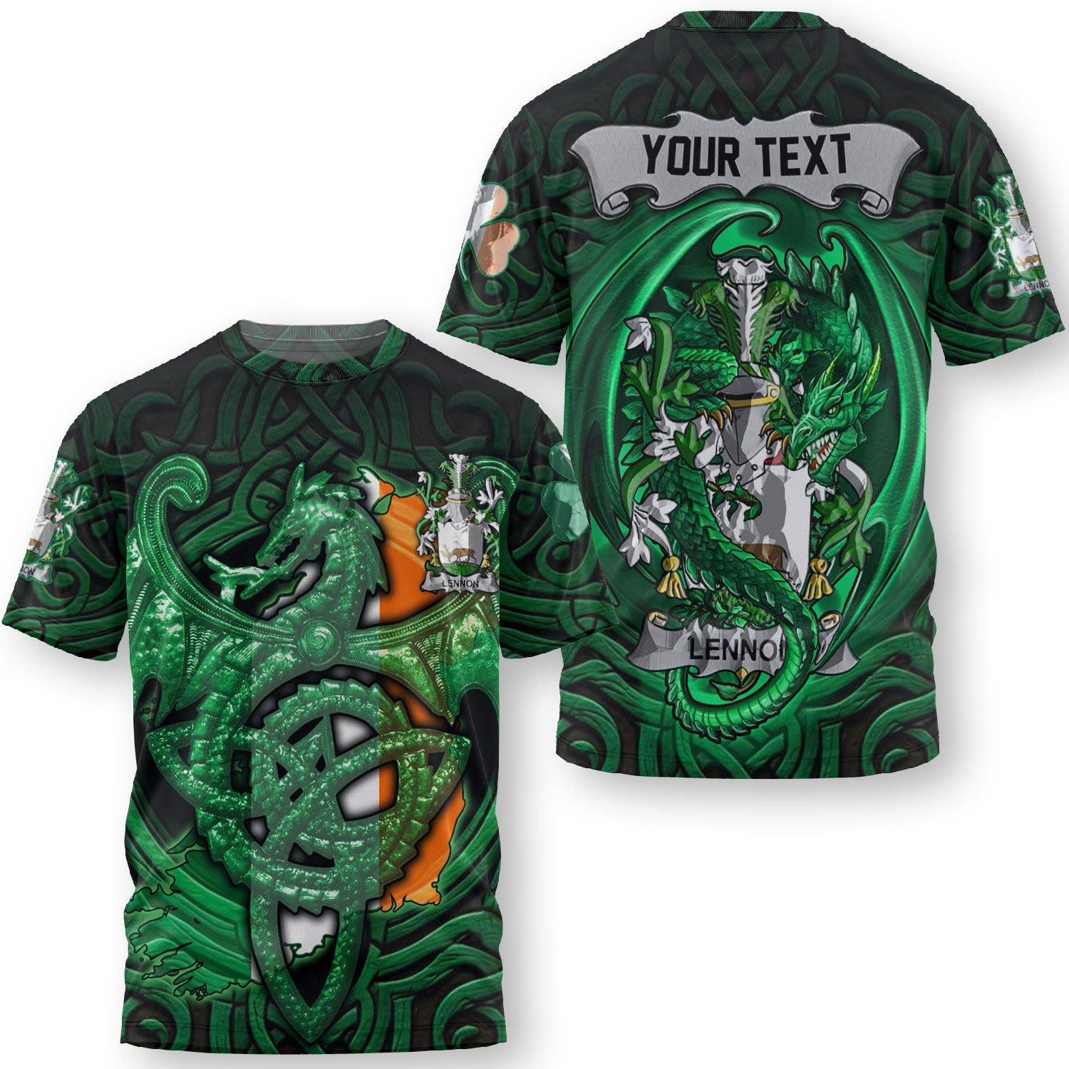 Lenihan or O Lenaghan T-Shirts The Green Dragon Of Ireland Style