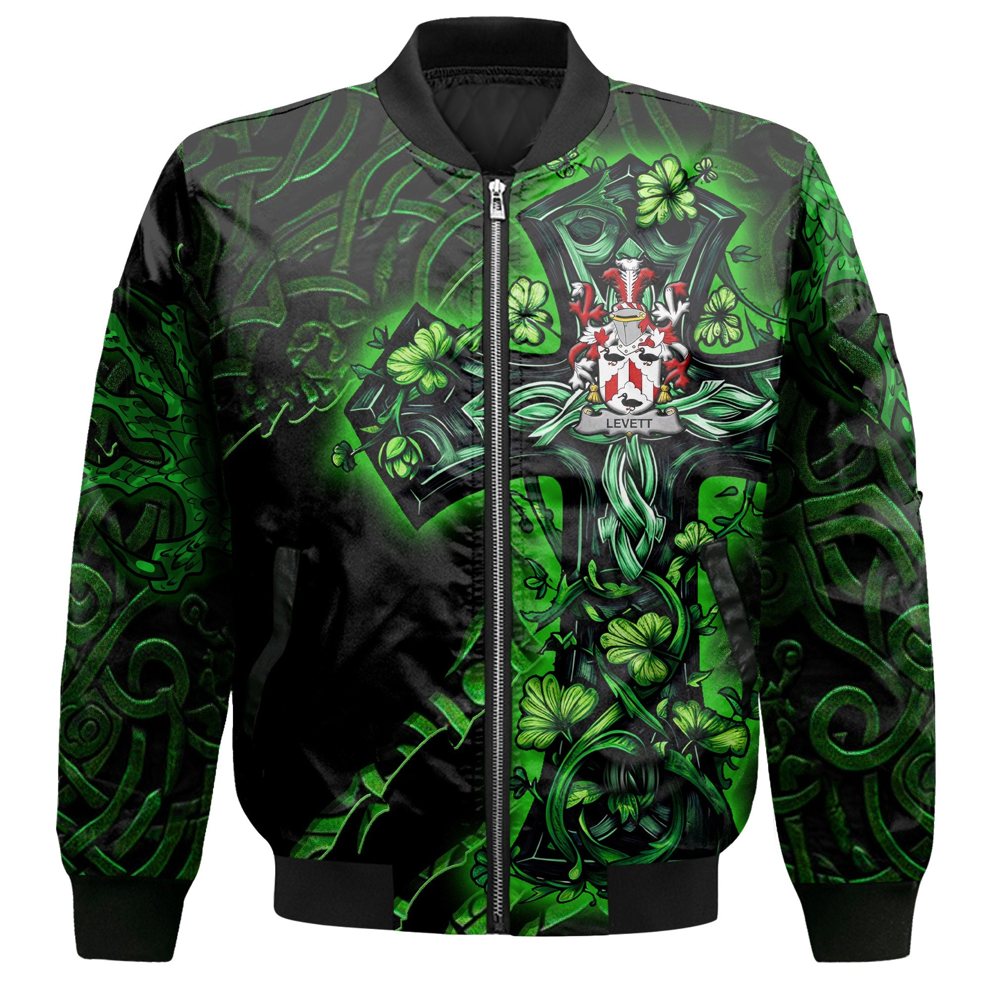 Levett or Lyvett Bomber Jackets Celtic Cross And Dragon Style