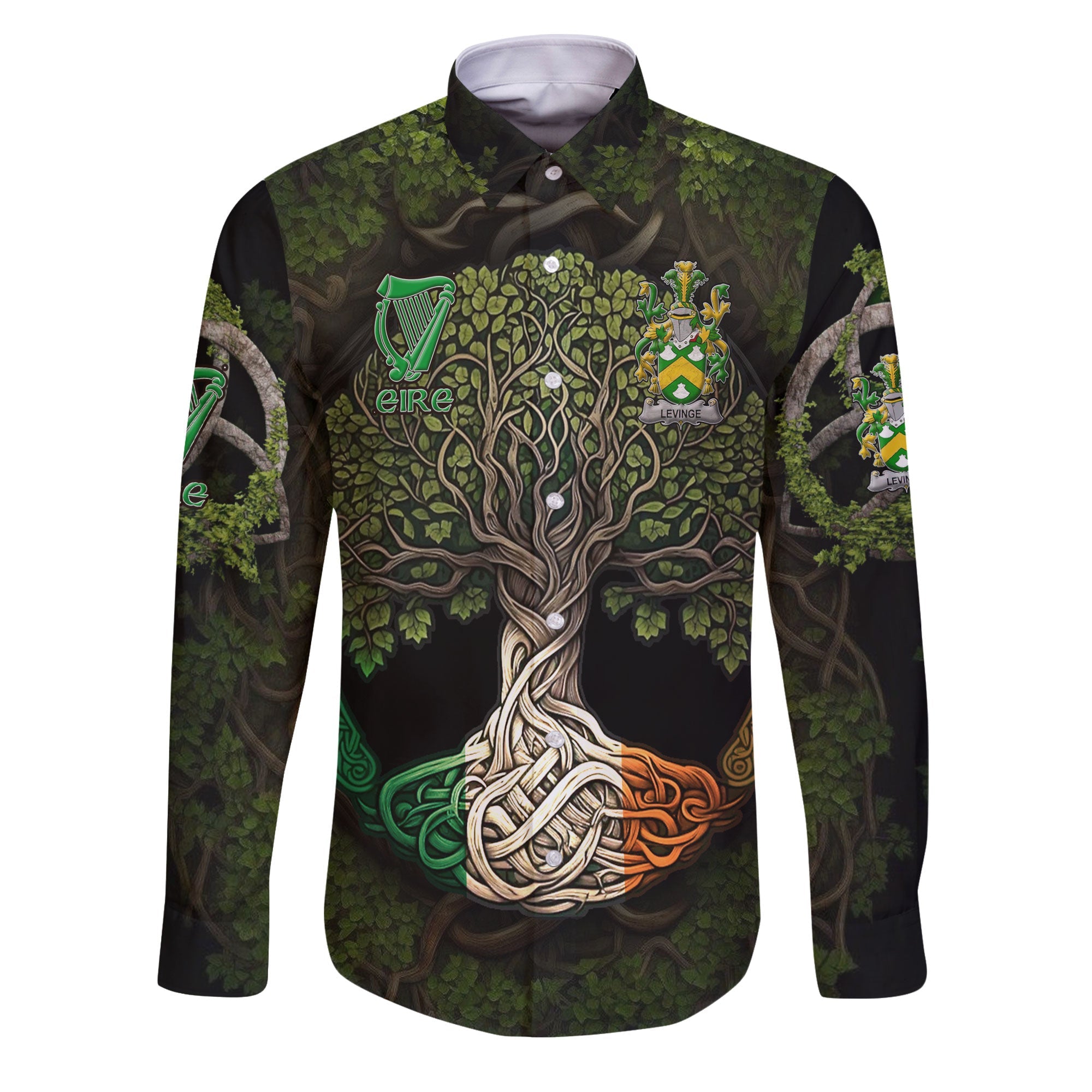 Levinge or Levens Long Sleeve Button Shirts Ireland Is My Root Style