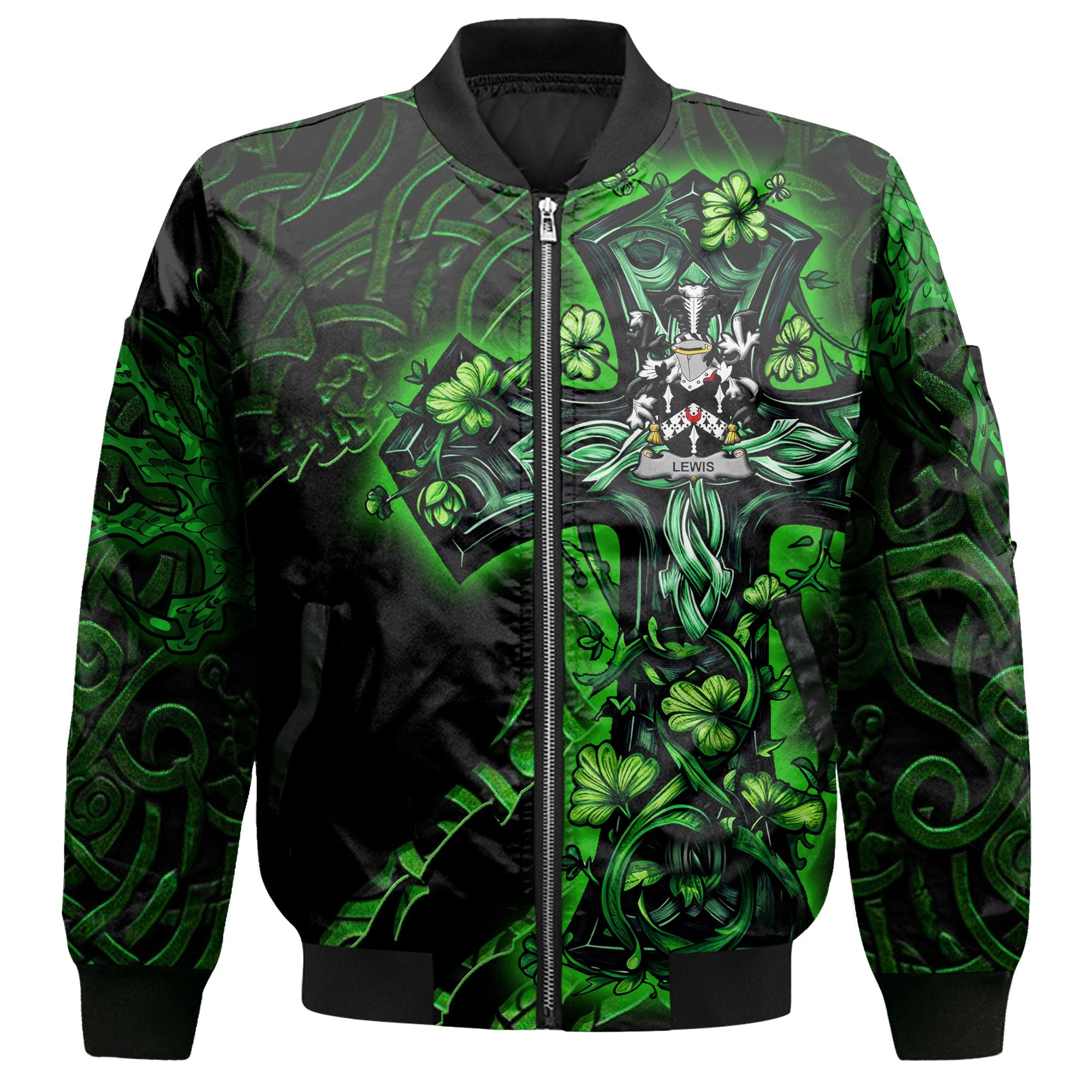 Lewis Bomber Jackets Celtic Cross And Dragon Style