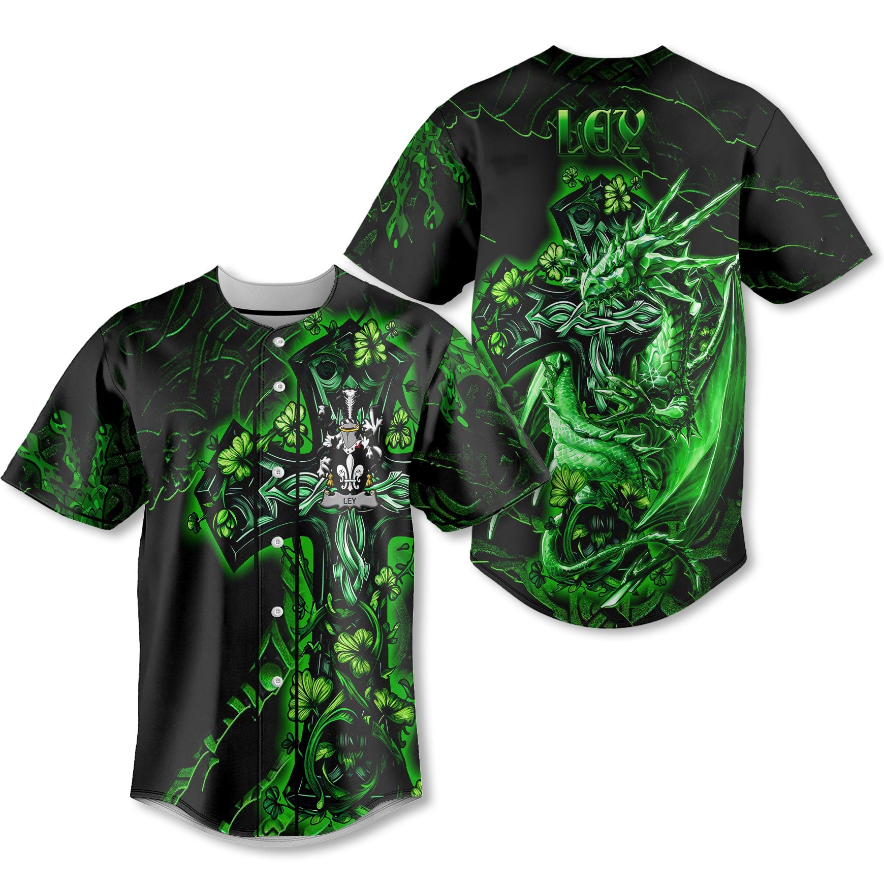 Ley Baseball Jerseys Celtic Cross And Dragon Style